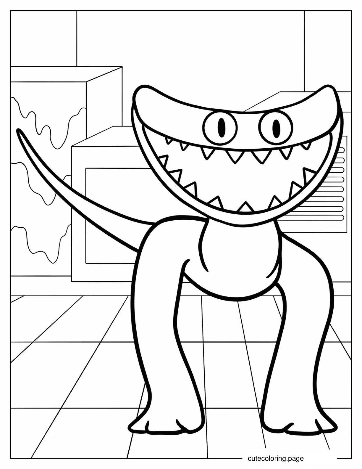 Cyan Smiling With Sharp Teeth Coloring Sheet For Kids coloring page