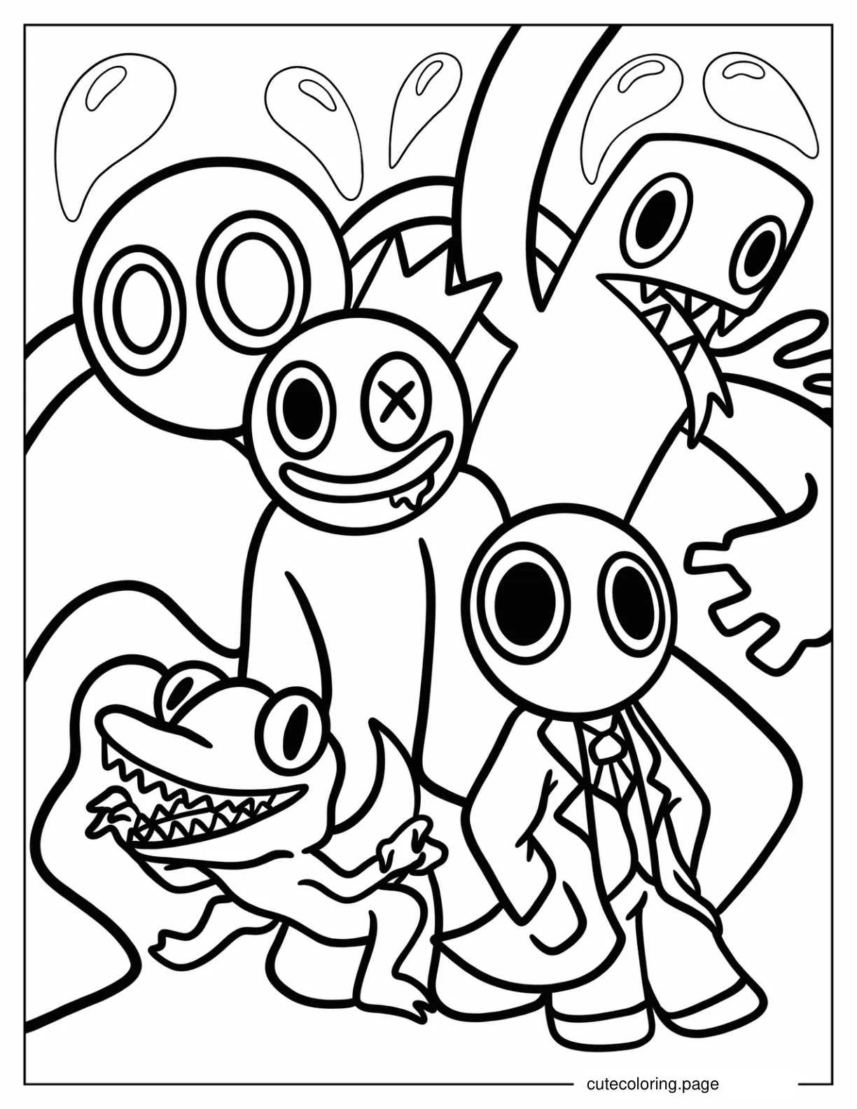 Easy Full Page Rainbow Friends Poster Coloring Sheet For Kids coloring page