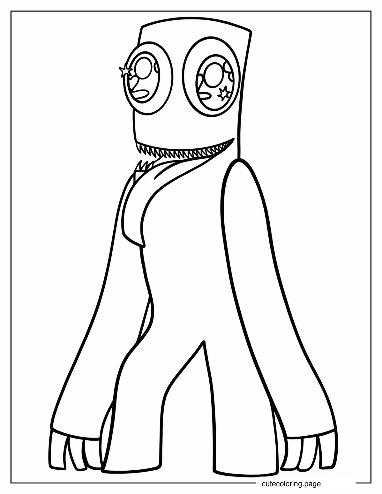 Green Rainbow Friend With Sparkling Eyes And Tongue Out coloring page