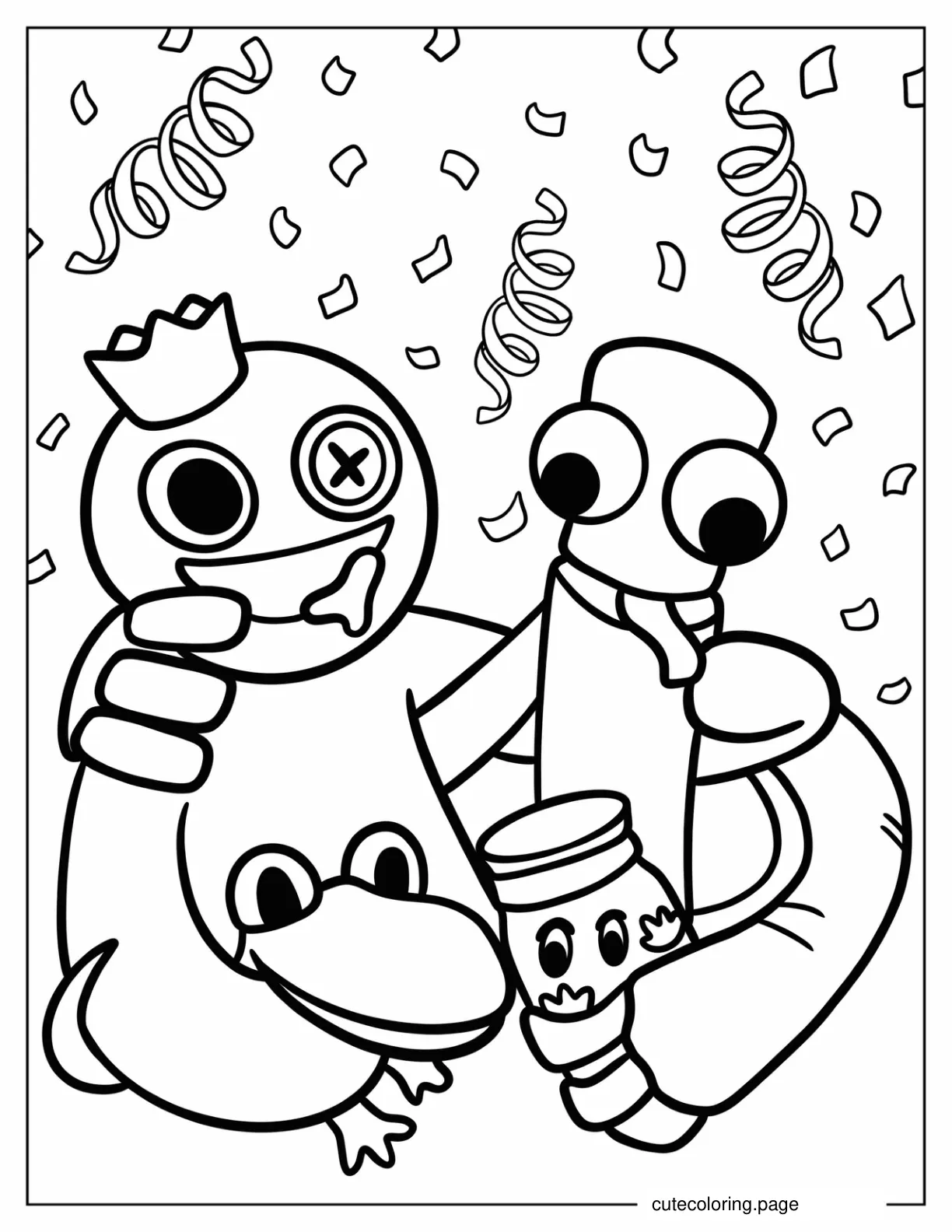 Rainbow Friends Blue Green and Red Coloring Page coloring page