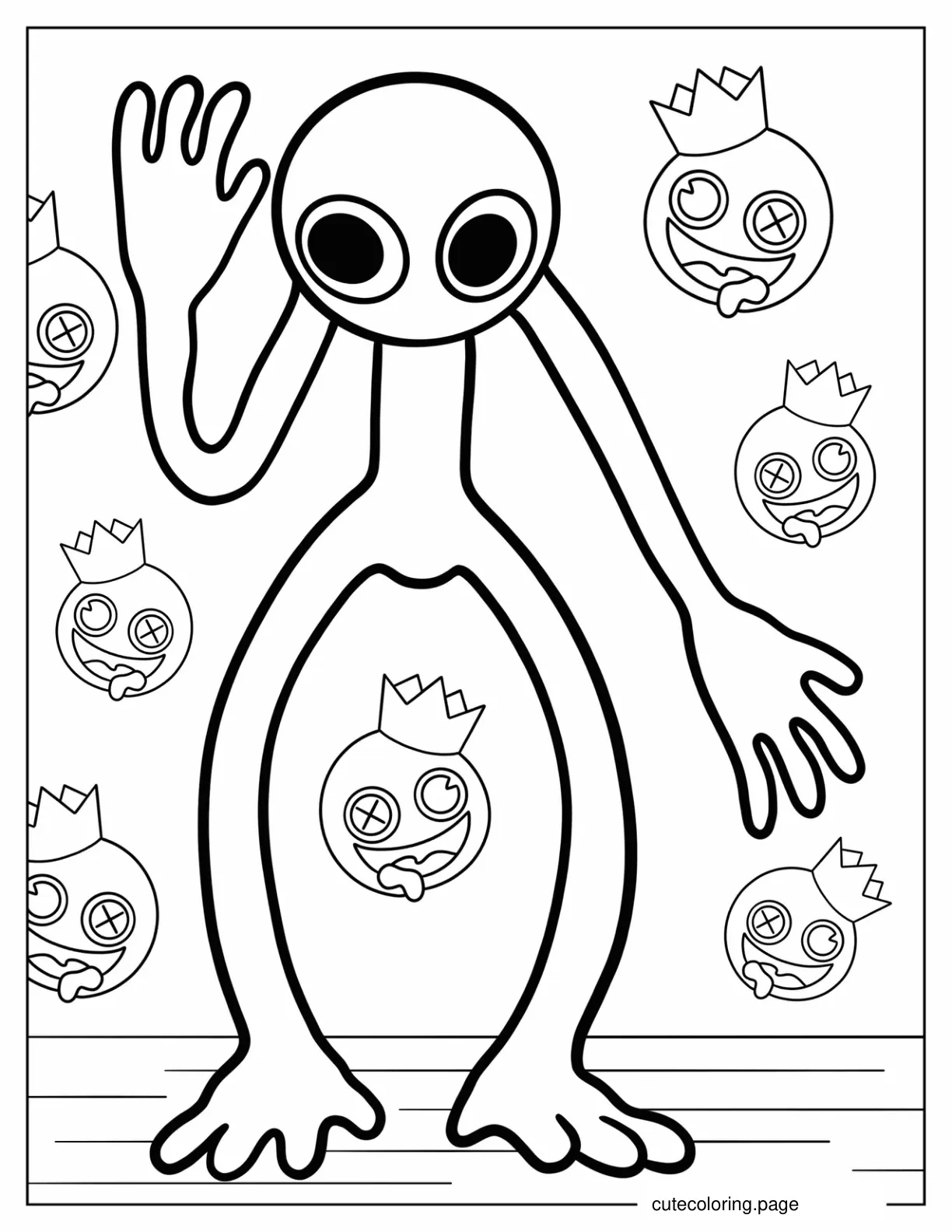 Simple Purple Rainbow Friend Waving Coloring Sheet coloring page