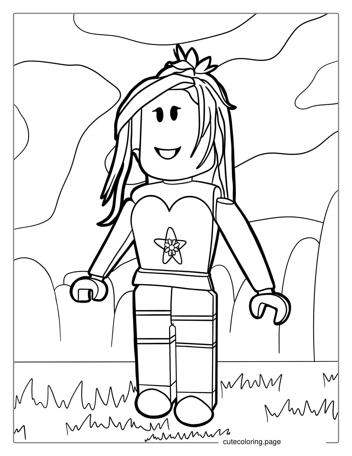 Girl Roblox Character Coloring Page coloring page