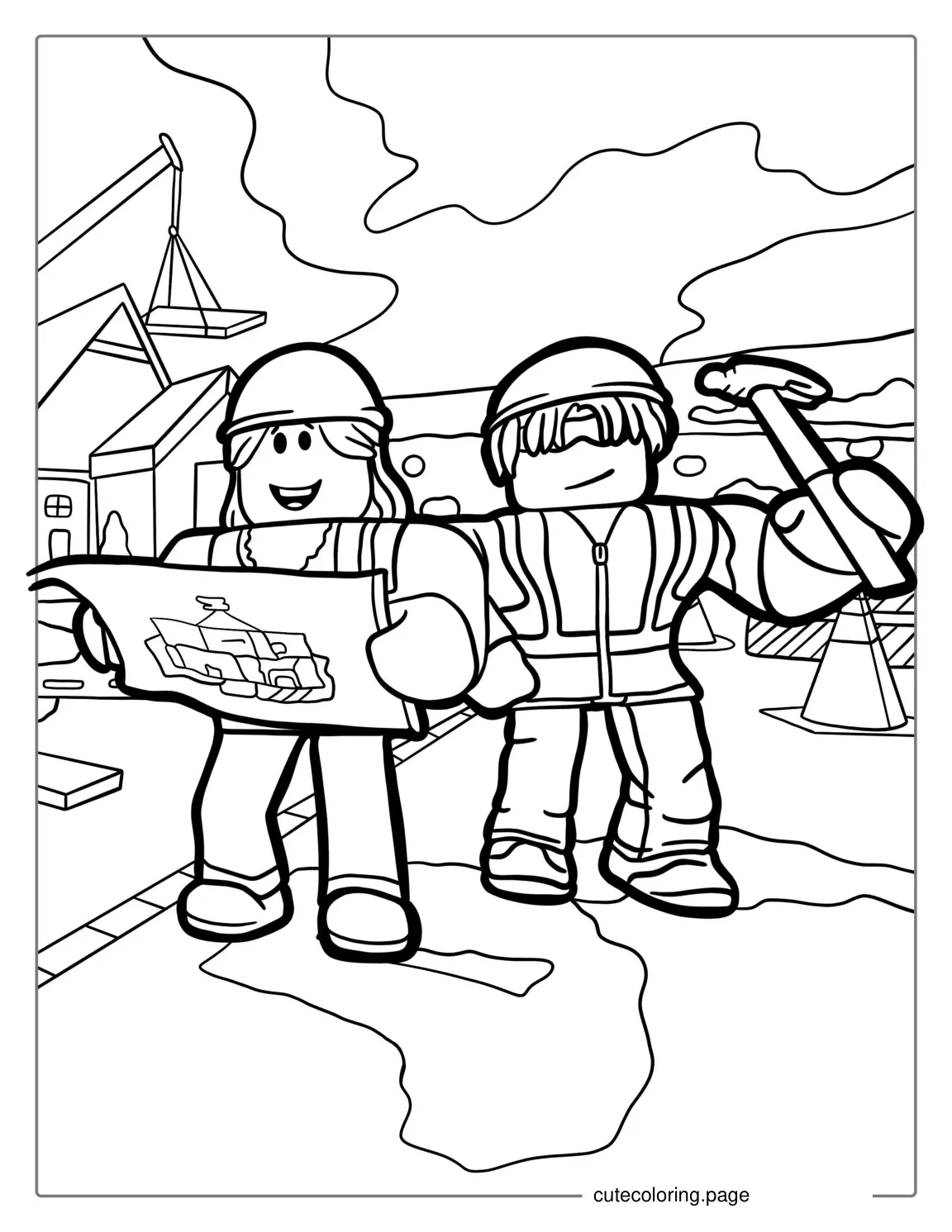 Roblox Construction Skins Coloring Sheet coloring page