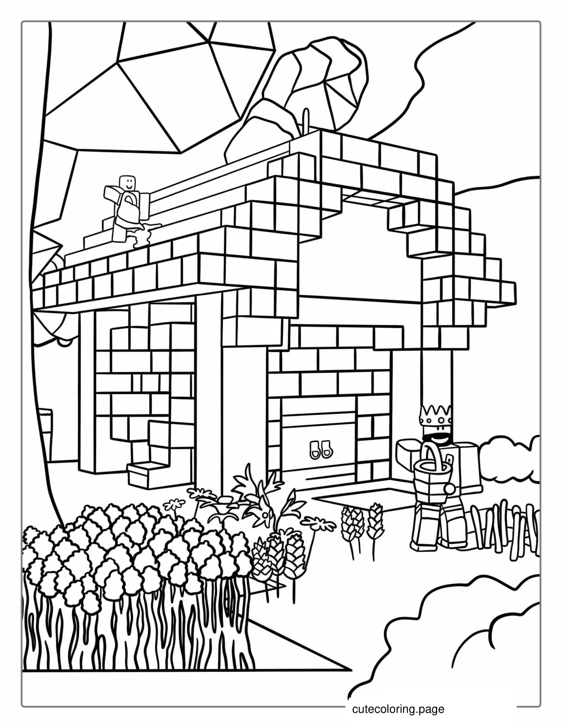 Roblox House Gardening Coloring Sheet coloring page