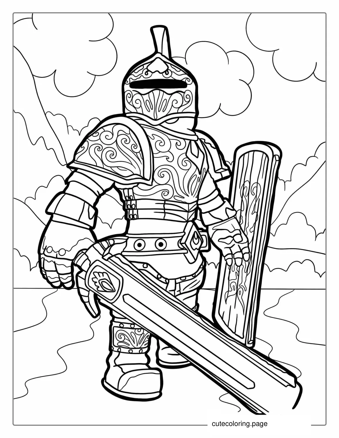 Roblox Knight Skin Coloring Page coloring page