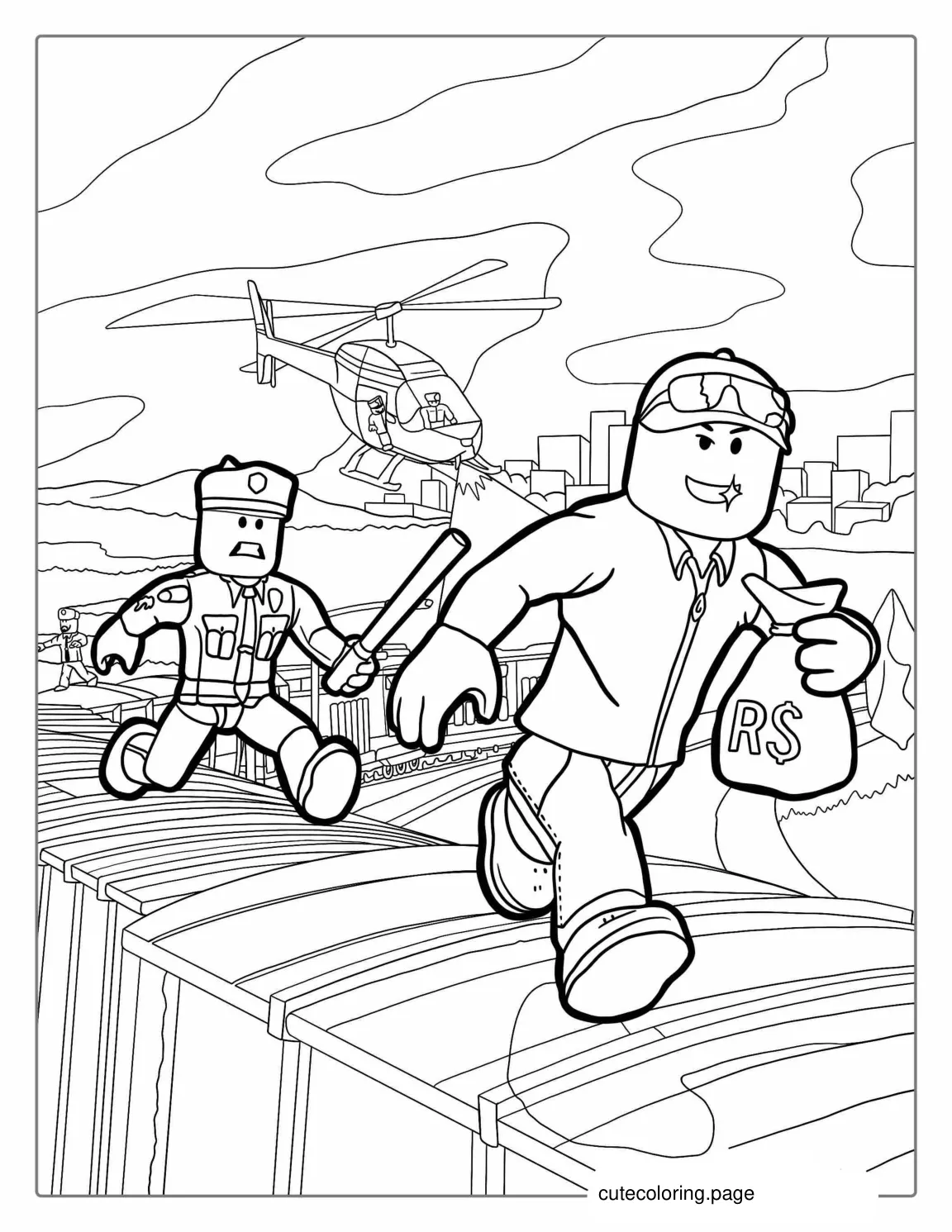 Roblox Man Running From Police Coloring Page coloring page