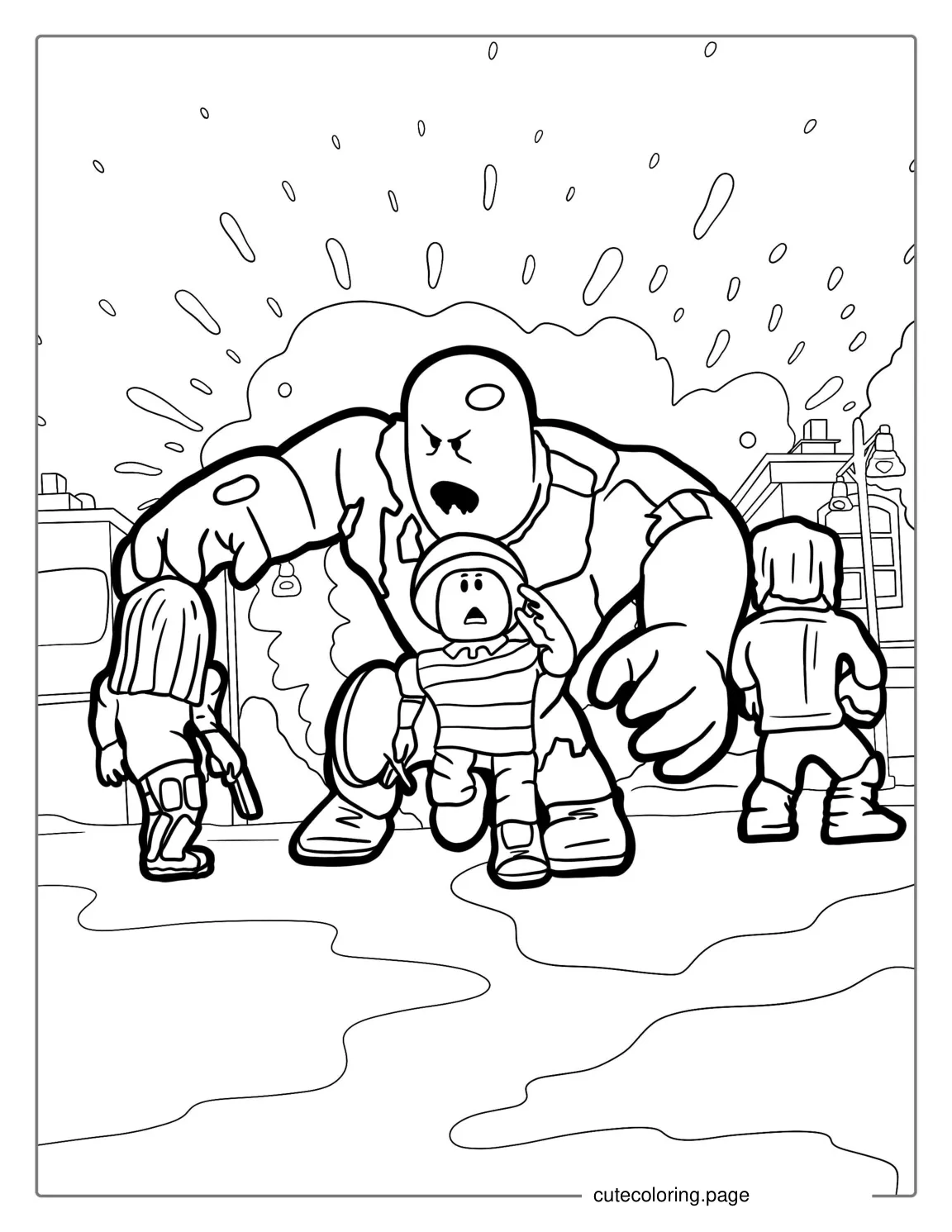 Robox Characters Running From Monster coloring page