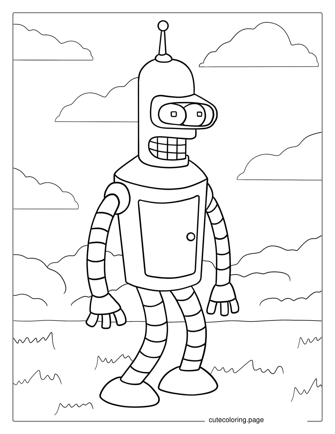 Bender The Robot From Futurama To Color coloring page