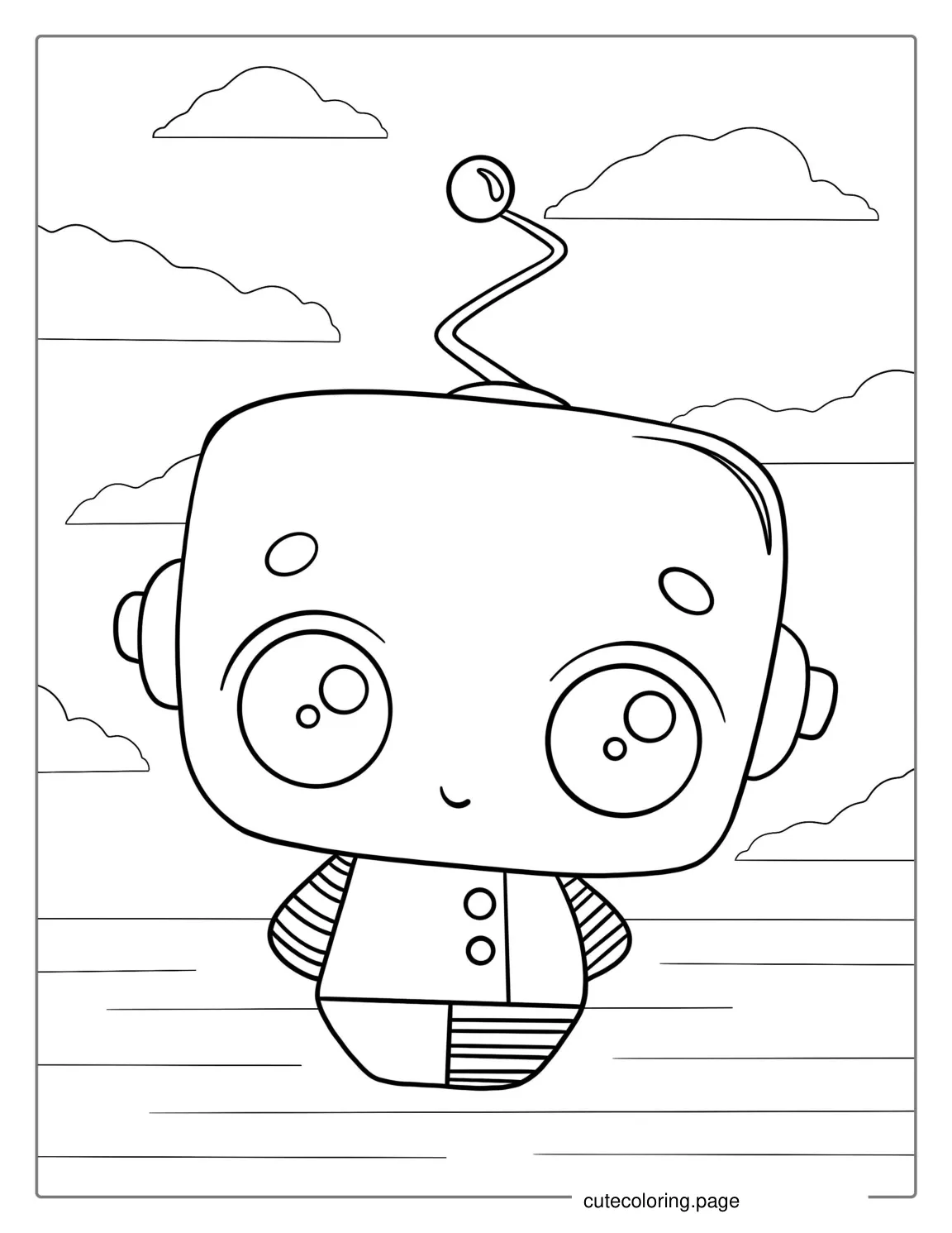 Cute Kawaii Robot To Color coloring page