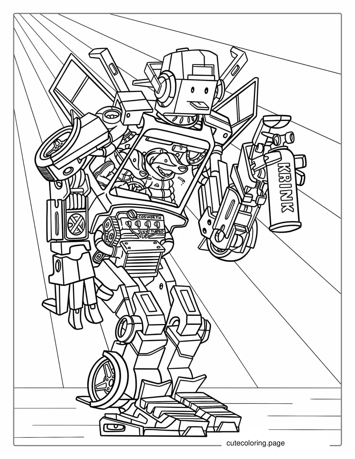 Detailed Coloring Page Of a Robot For Adults coloring page