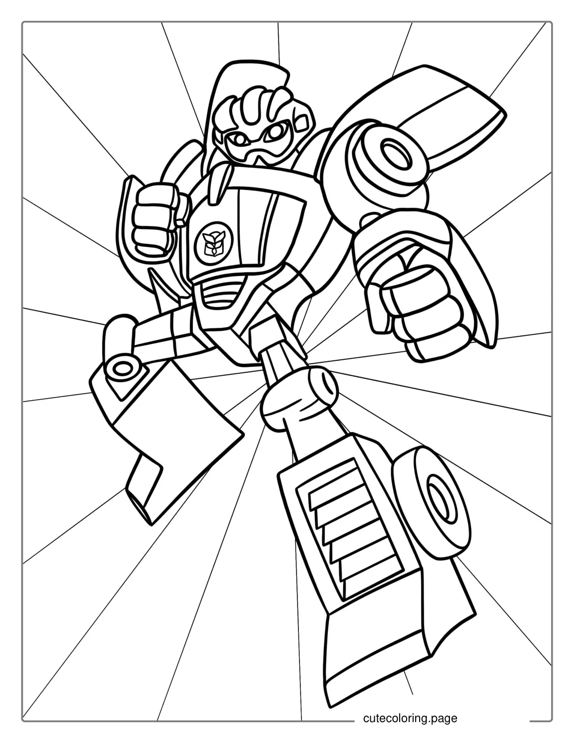 Easy Outline Of Bumblebee Transformer Robot To Color coloring page