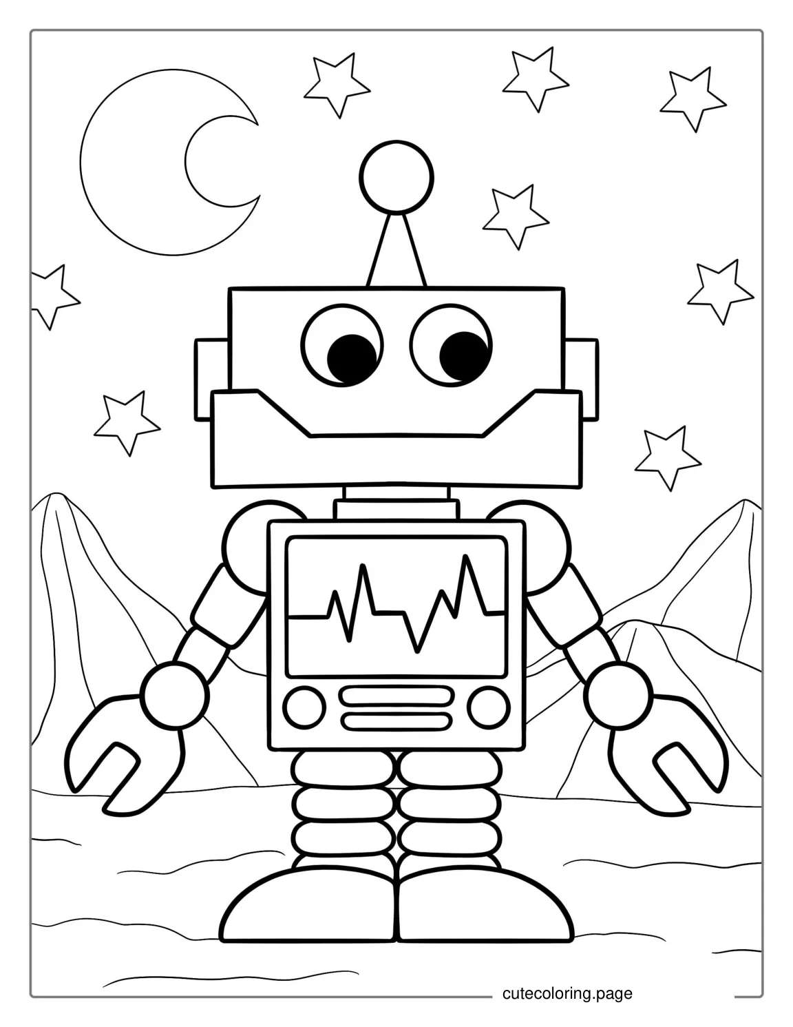 Easy Robot To Color For Preschoolers coloring page