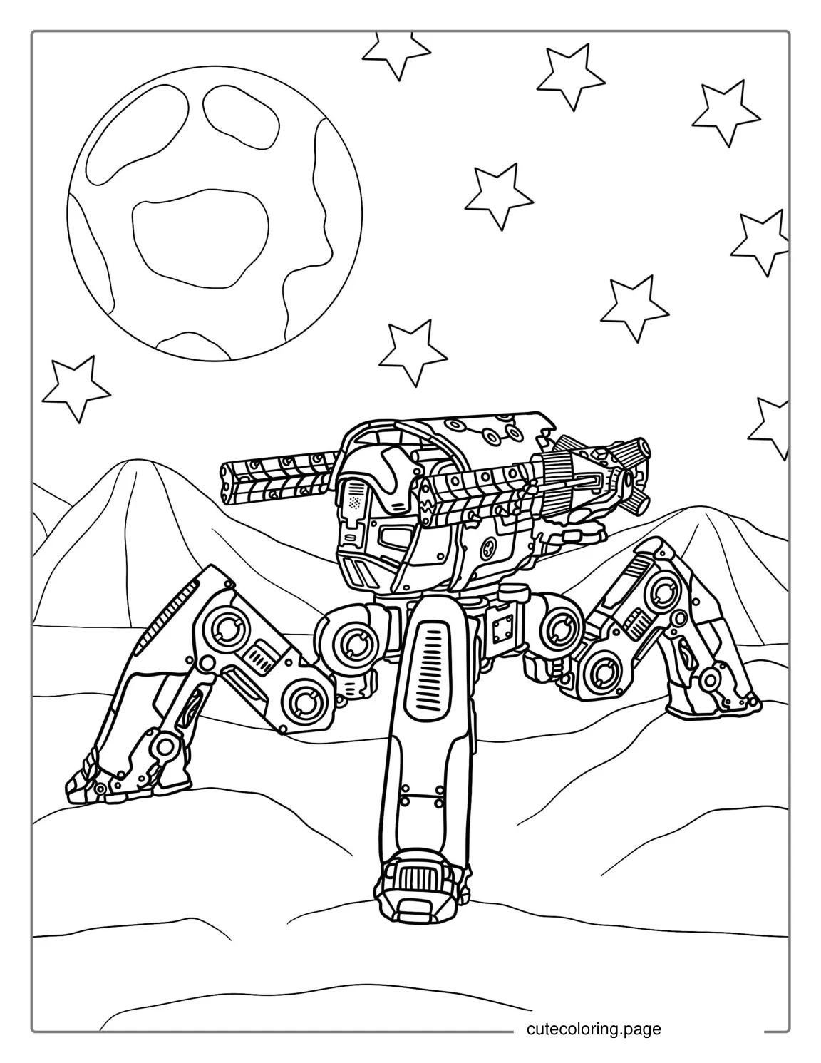 Evil Alien Robot Coloring Sheet coloring page