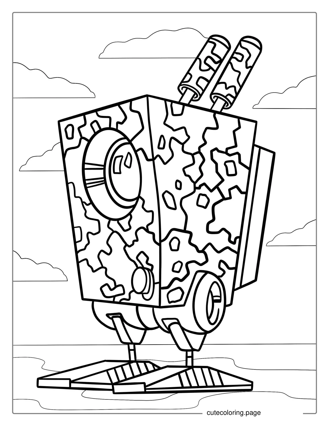 Mini Robot With Antenna Coloring Sheet coloring page