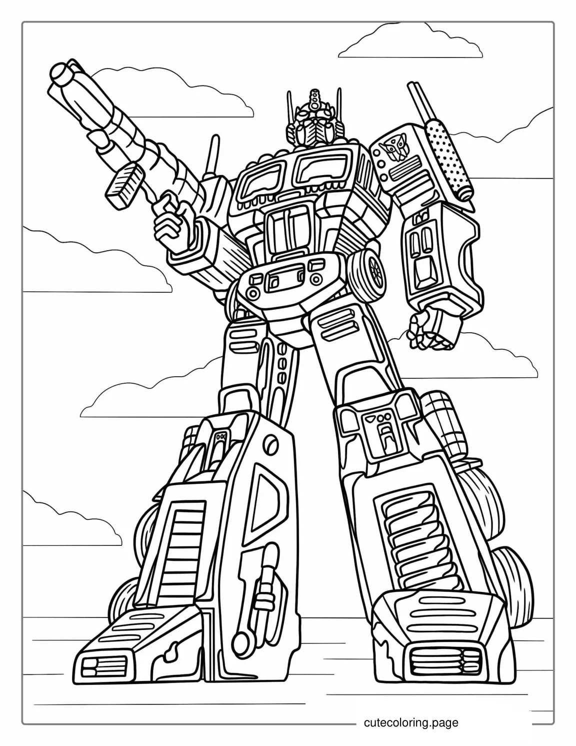 Optimus Prime Robot Coloring Sheet coloring page