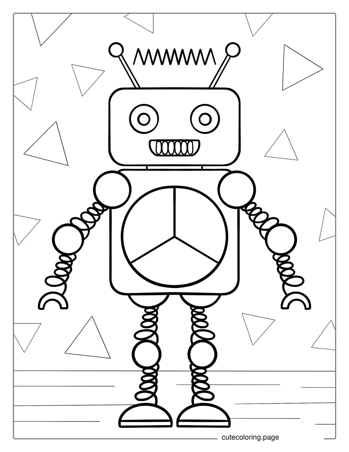 Preschooler Coloring Page Of a Smiling Robot coloring page