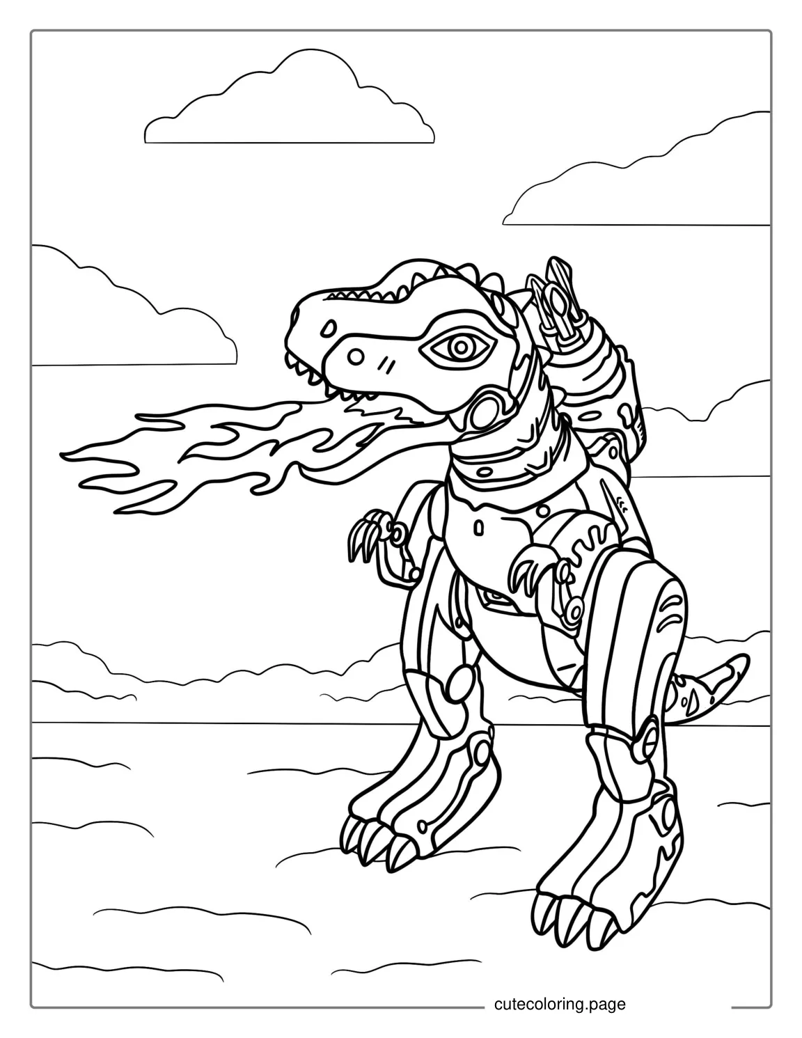 Robot Dinosaur Coloring Sheet coloring page