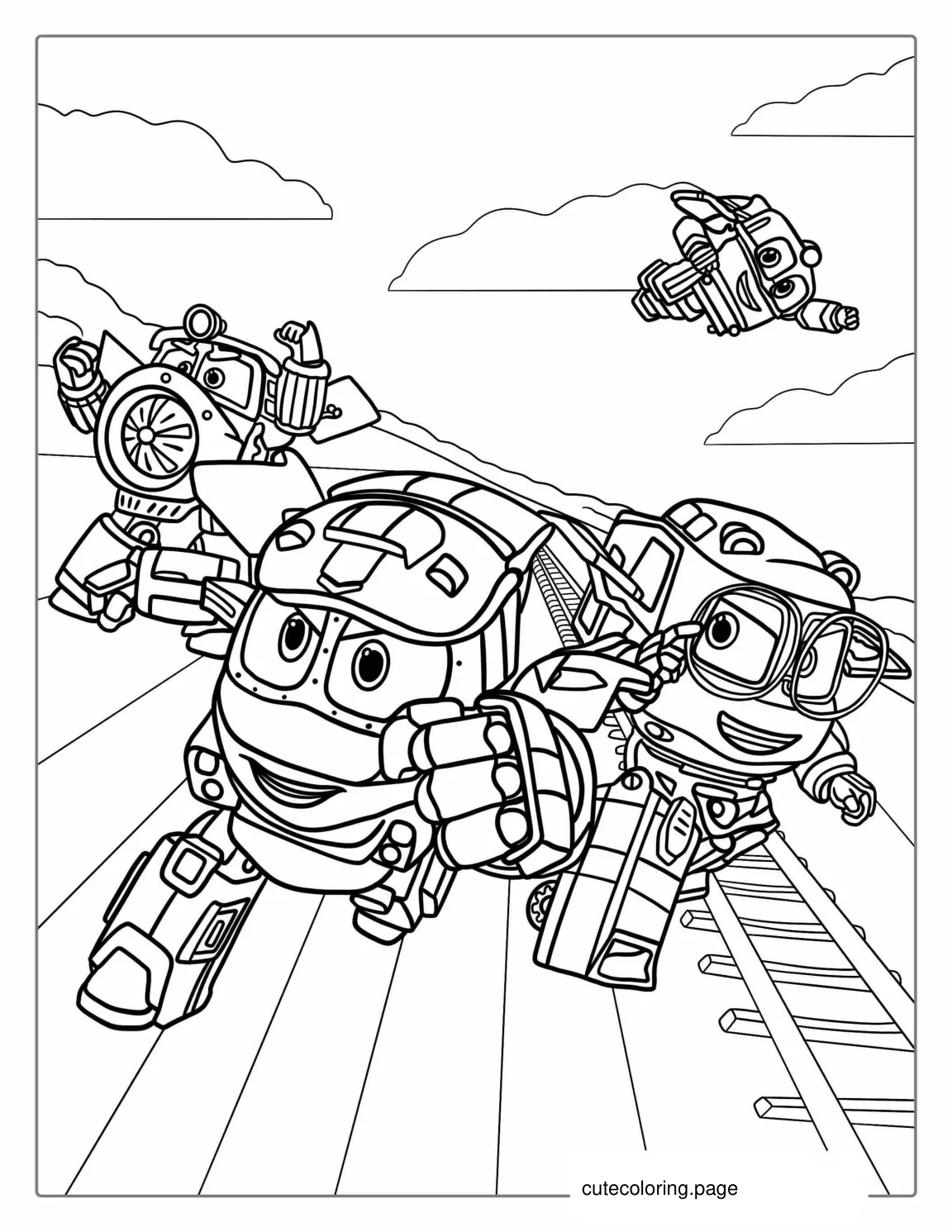 Robot Trains Coloring Page For Kids coloring page