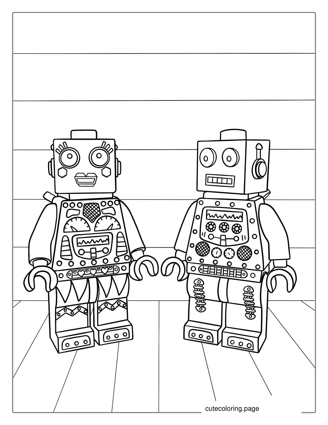 Simple Lego Robot Coloring Page For Kids coloring page