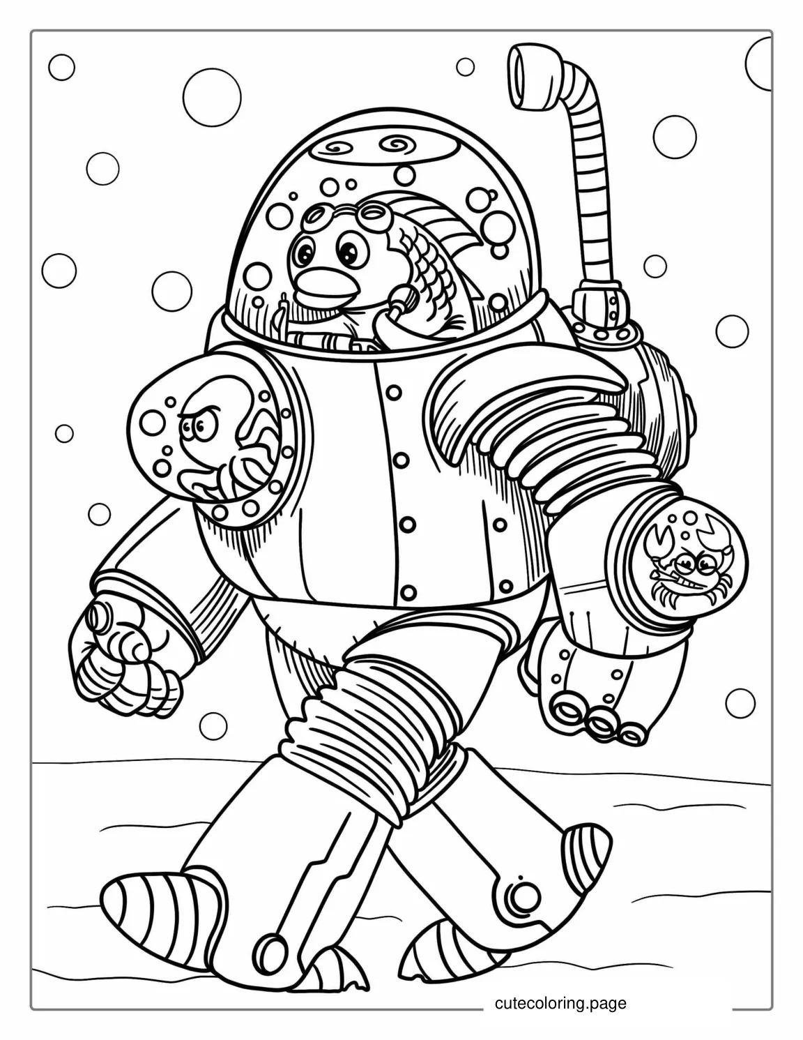 Steam Punk Robot Coloring Page coloring page