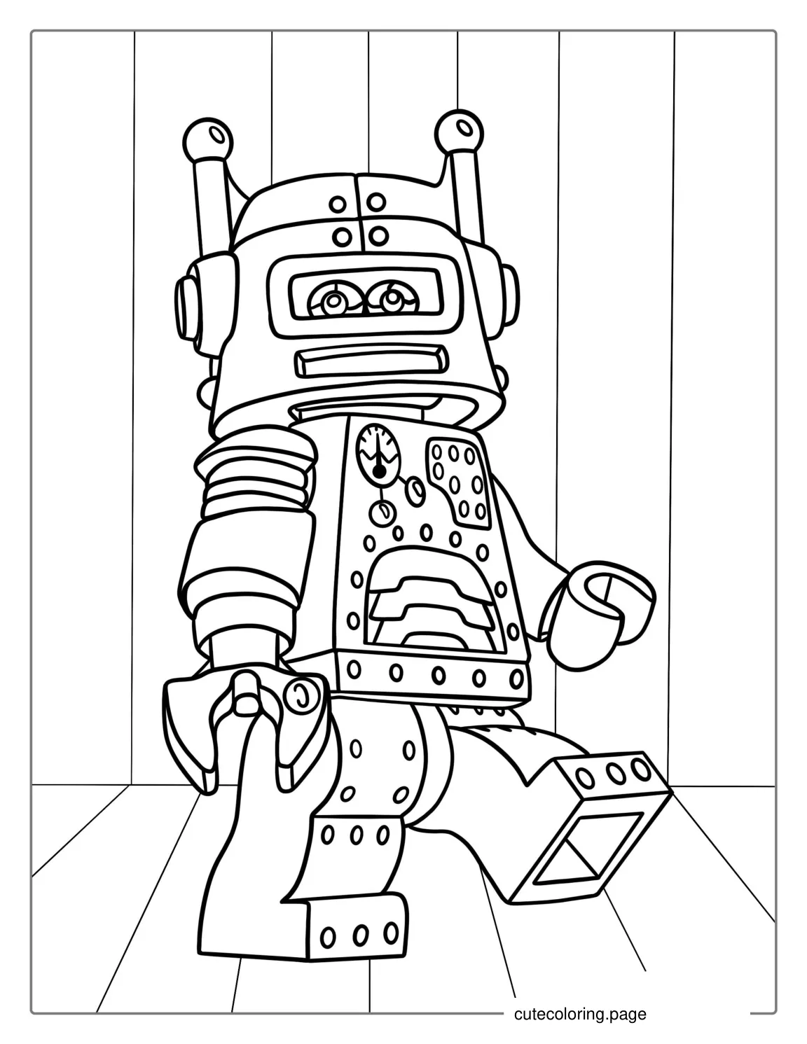 Vintage Lego Robot Coloring Picture coloring page