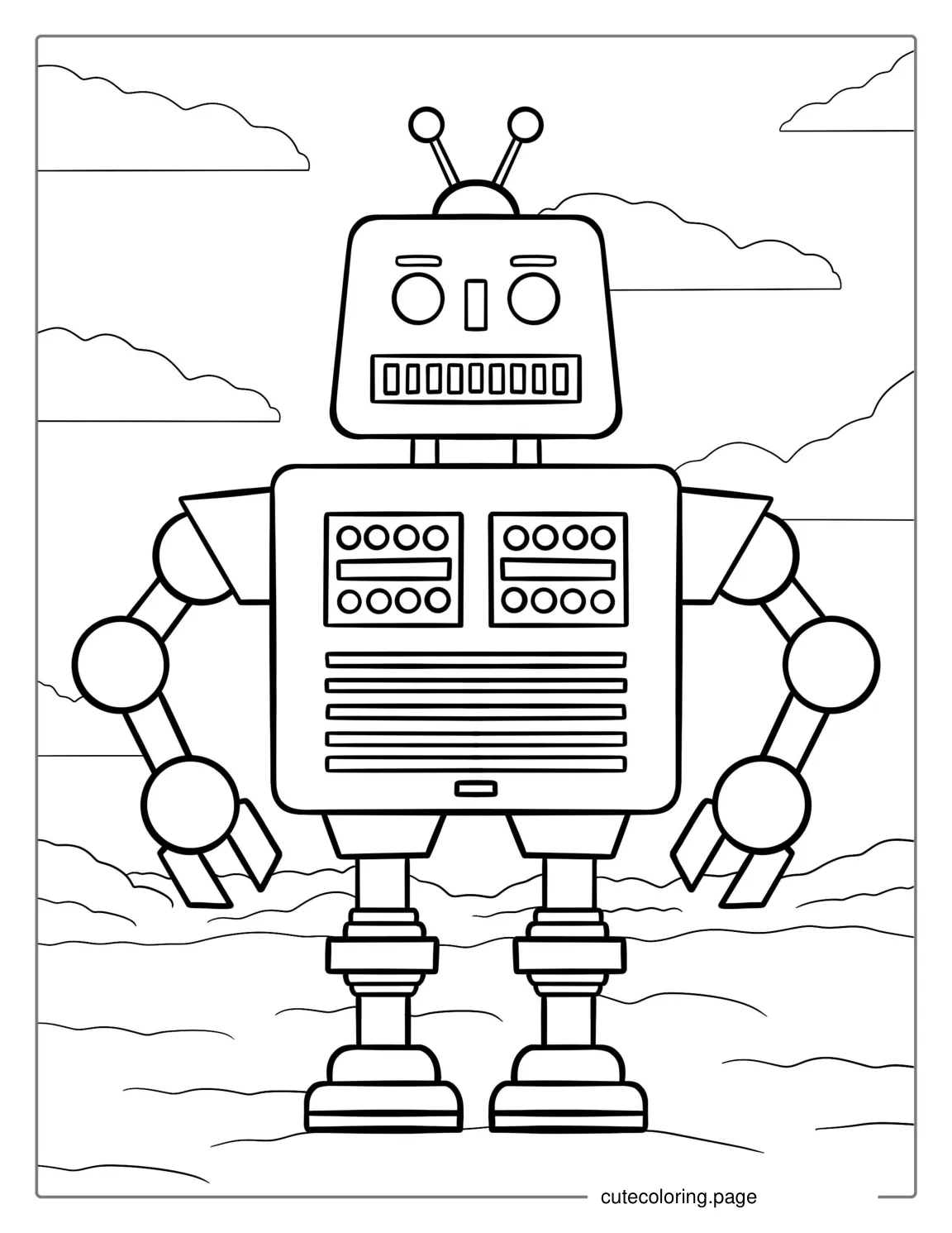 Vintage Style Robot Coloring Sheet coloring page