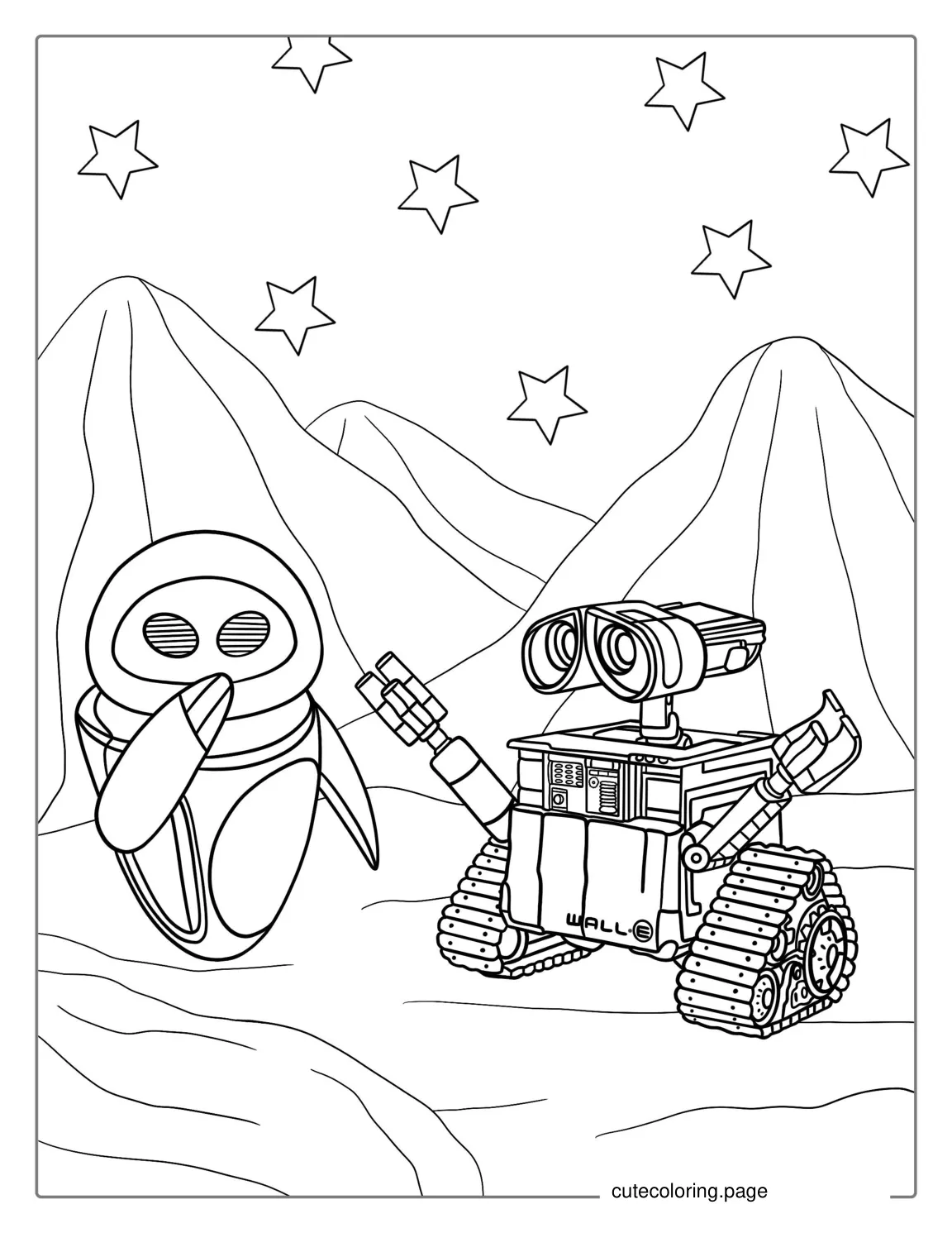 Wall E And Eve Robot Coloring Page coloring page