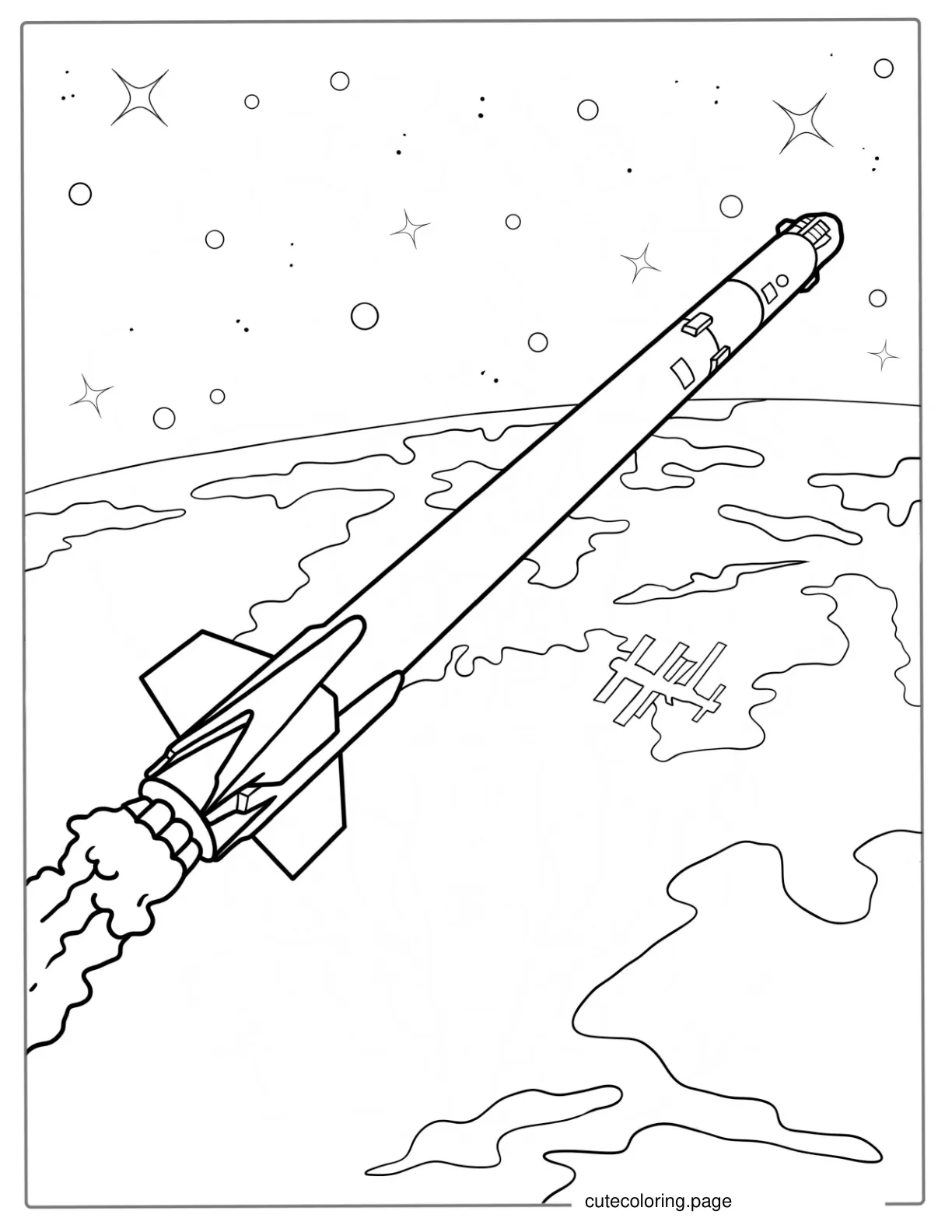 Coloring Page Of SpaceX Falcon Rocket Booster coloring page