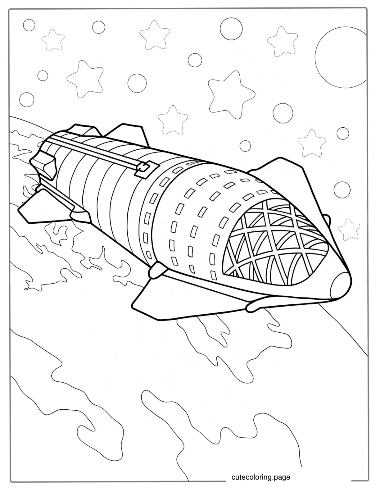 Coloring Page Of SpaceX Starship Moon Rocket coloring page