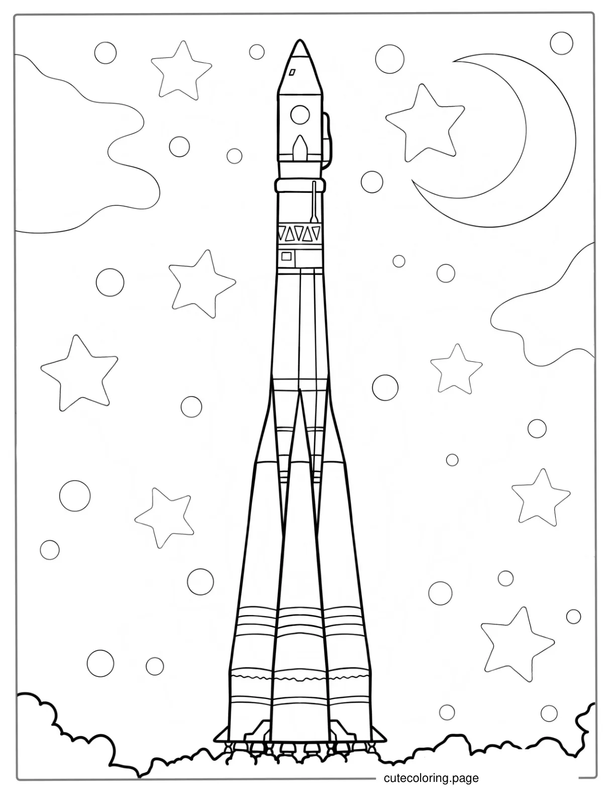 Detailed Outline Of Soyuz Rocket To Color coloring page