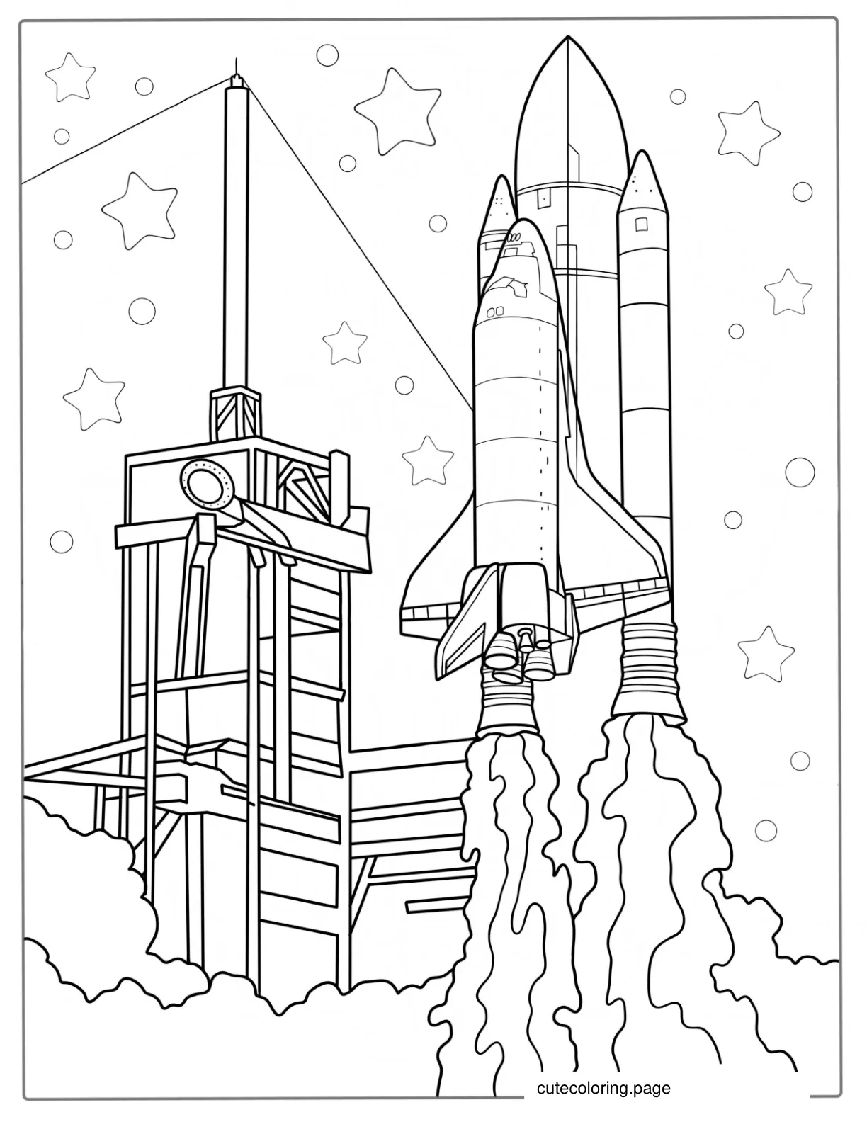 Discovery Rocket Launching To Color coloring page