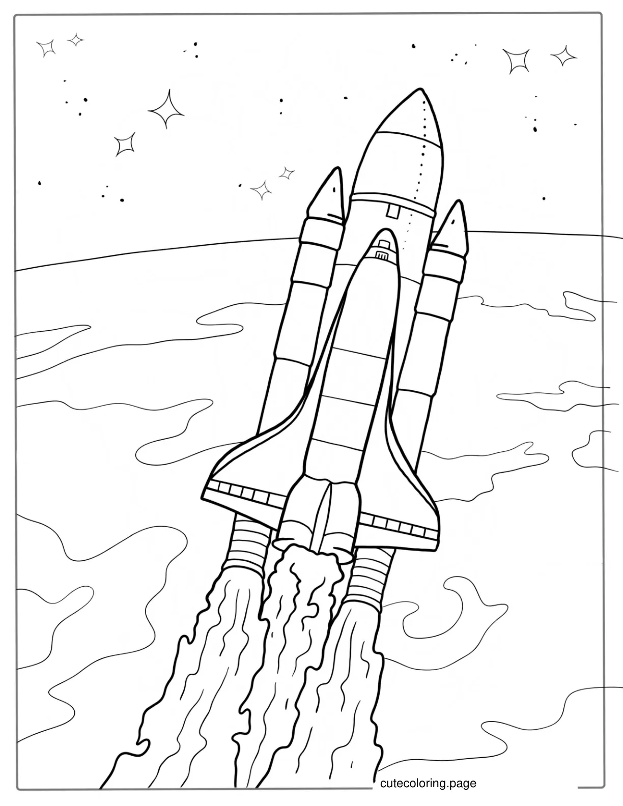 Easy Coloring Page Of NASA Space Shuttle Around Earth coloring page