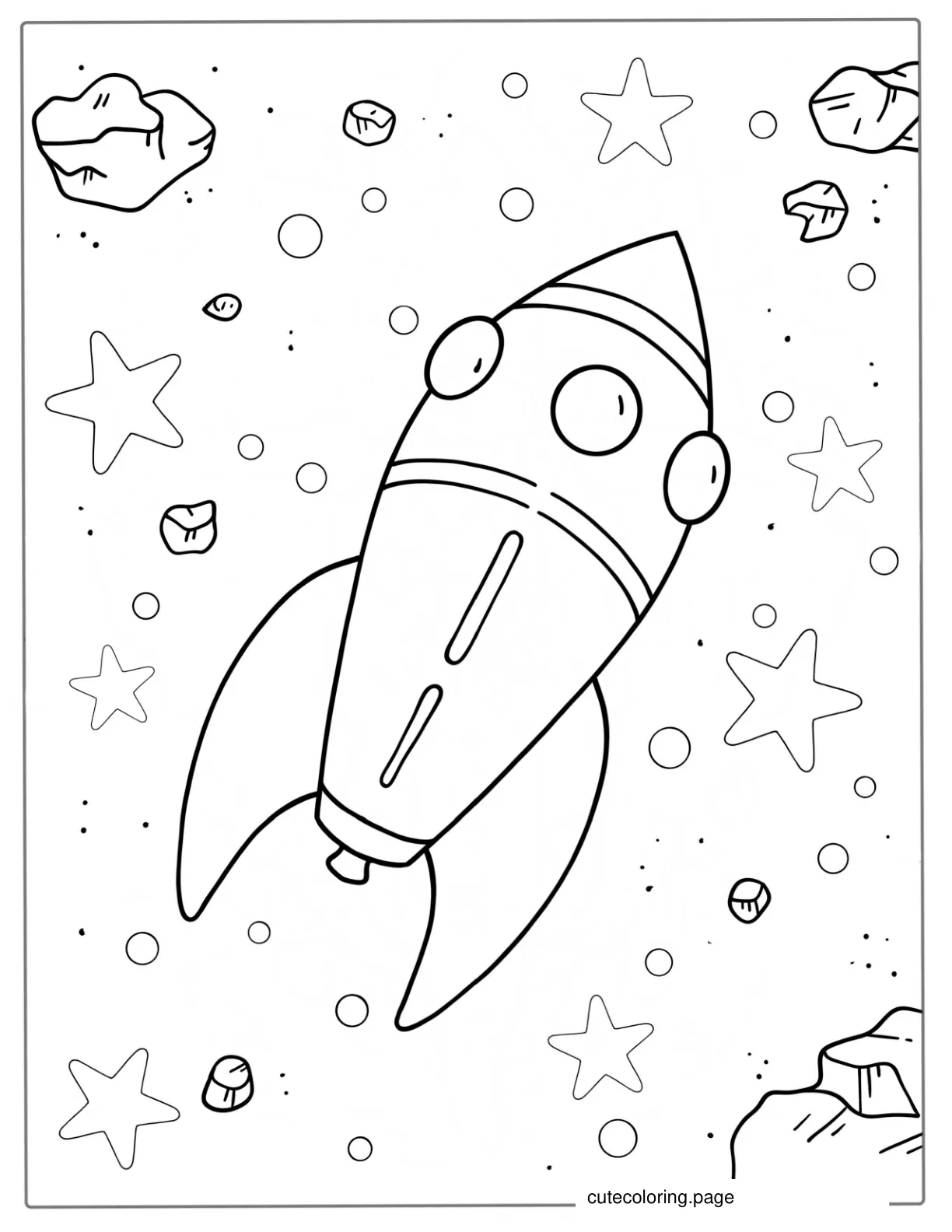 Easy Outline Of a Rocket To Color For Preschoolers coloring page