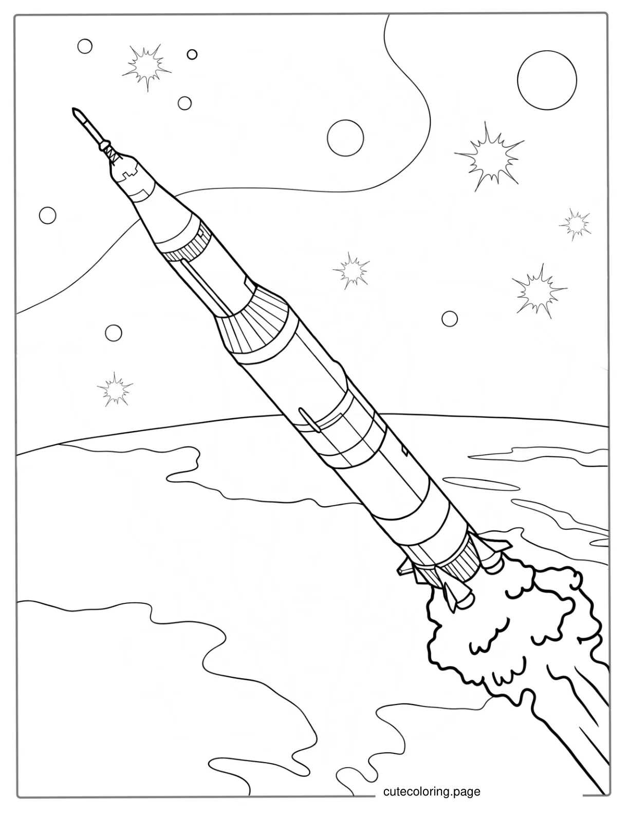 Saturn V Nasa Moon Rocket Coloring Sheet coloring page