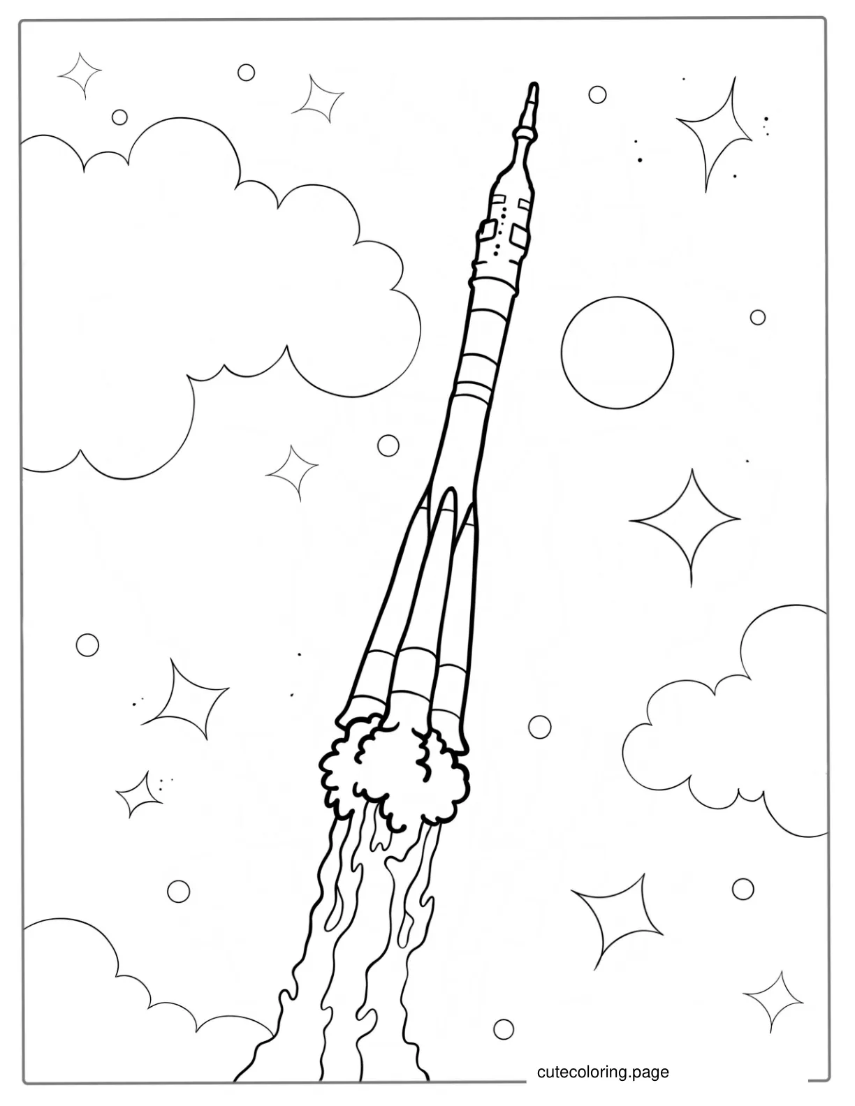 Simple Outline Of Soyuz Rocket To Color coloring page