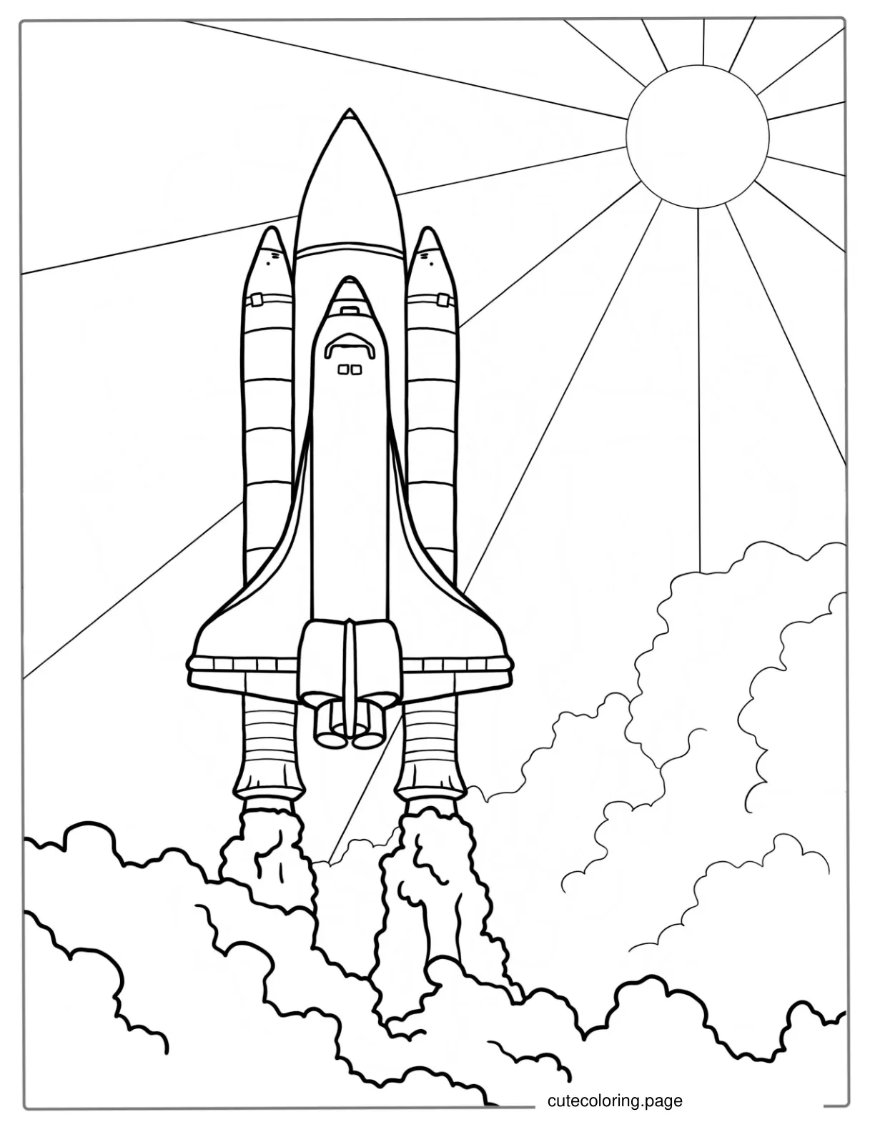 Space Shuttle Rocket Taking Off Coloring Page coloring page