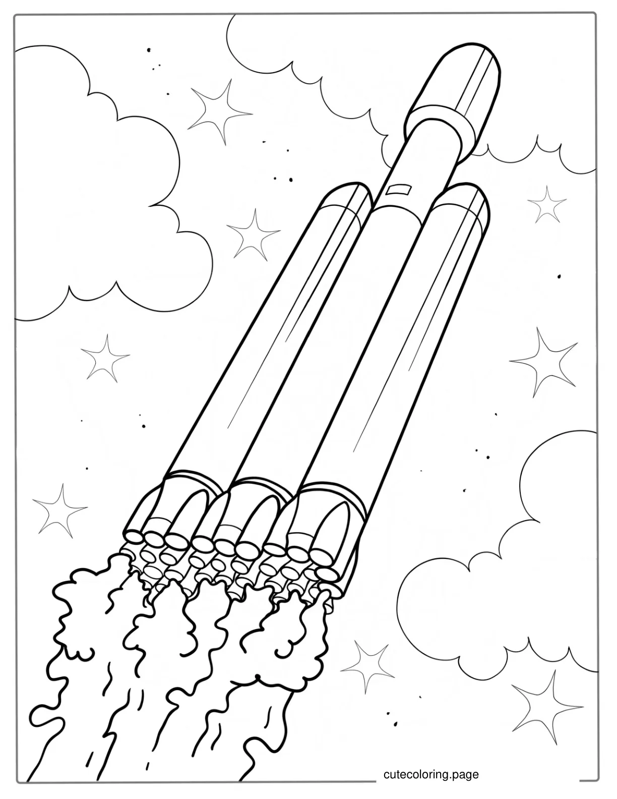 SpaceX Falcon Heavy Rocket Coloring Sheet coloring page