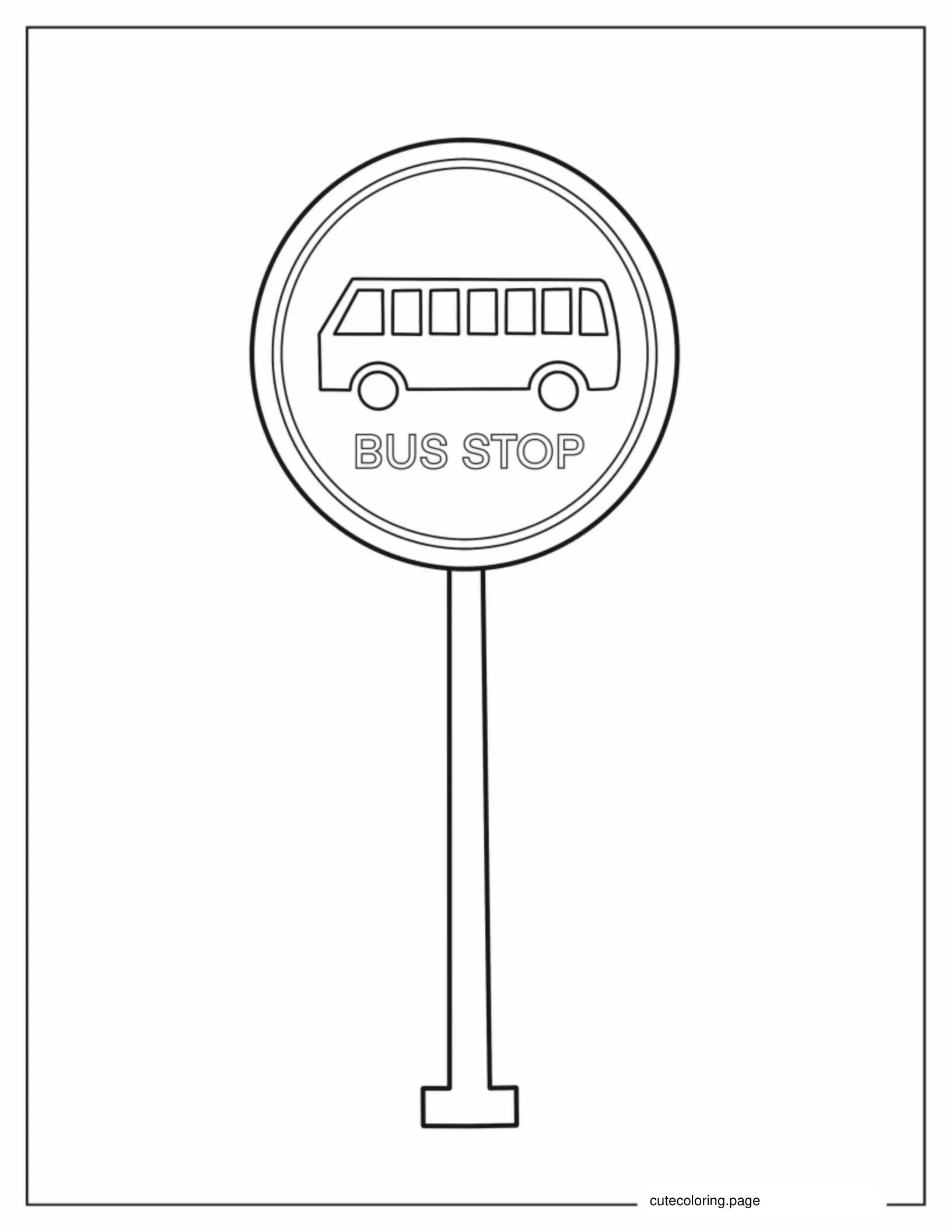 Bus Stop Sign To Color coloring page