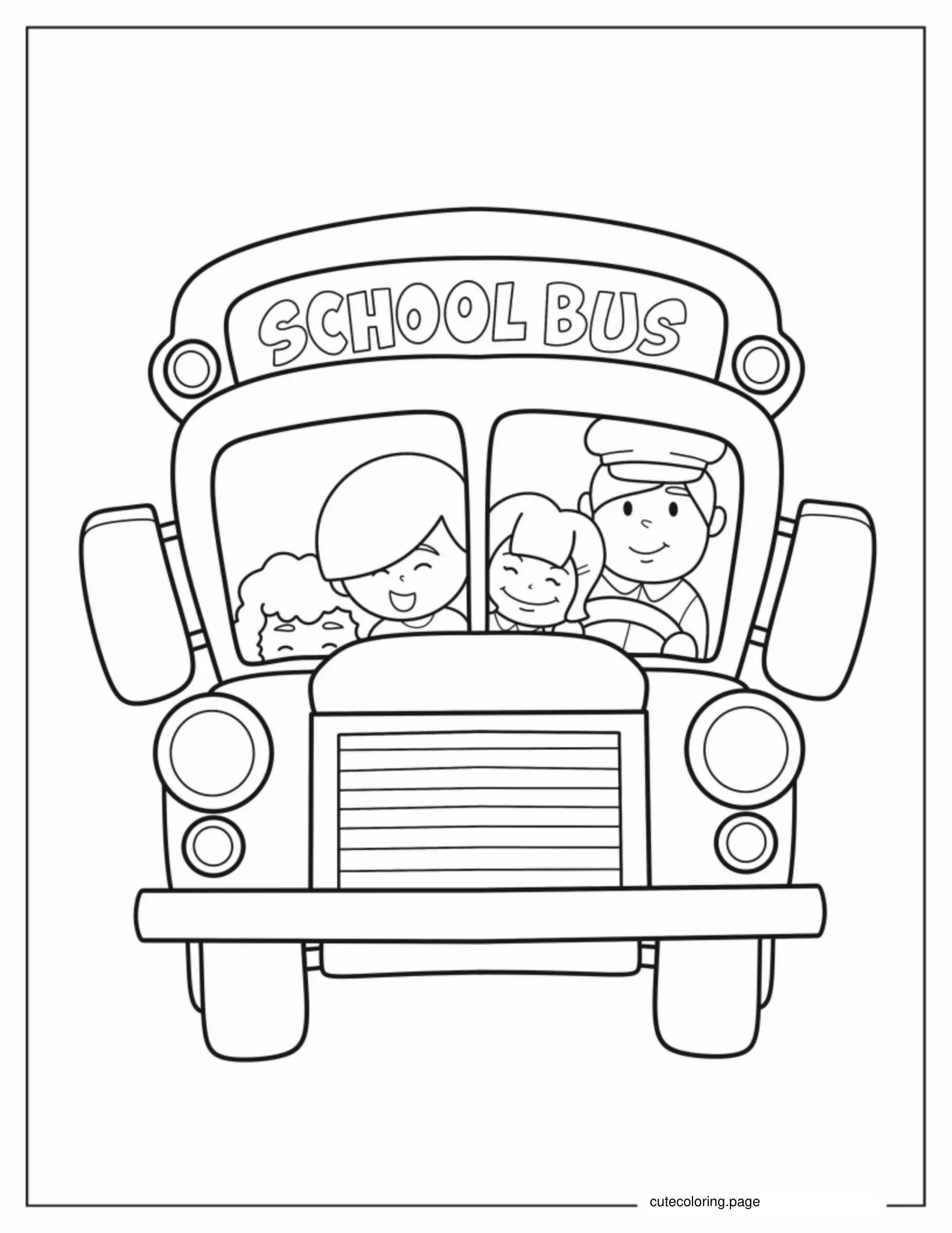 Easy School Bus Coloring Page For Kids coloring page