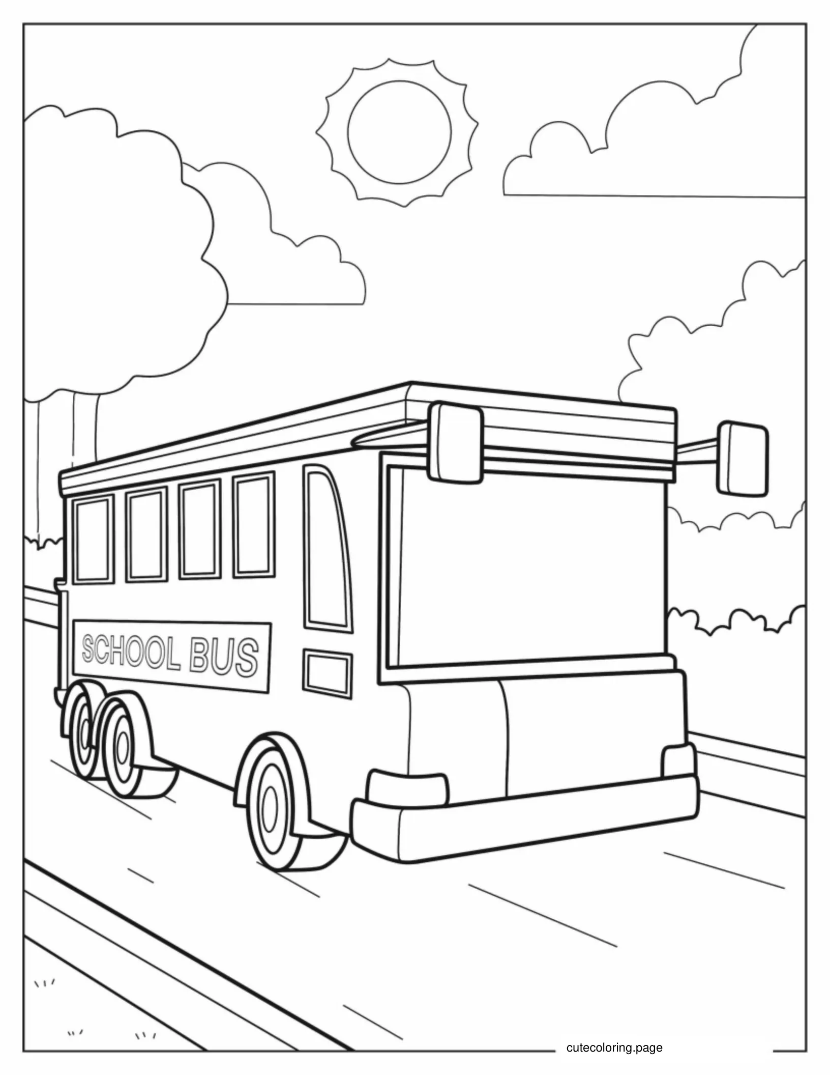 Modern School Bus Coloring Page coloring page