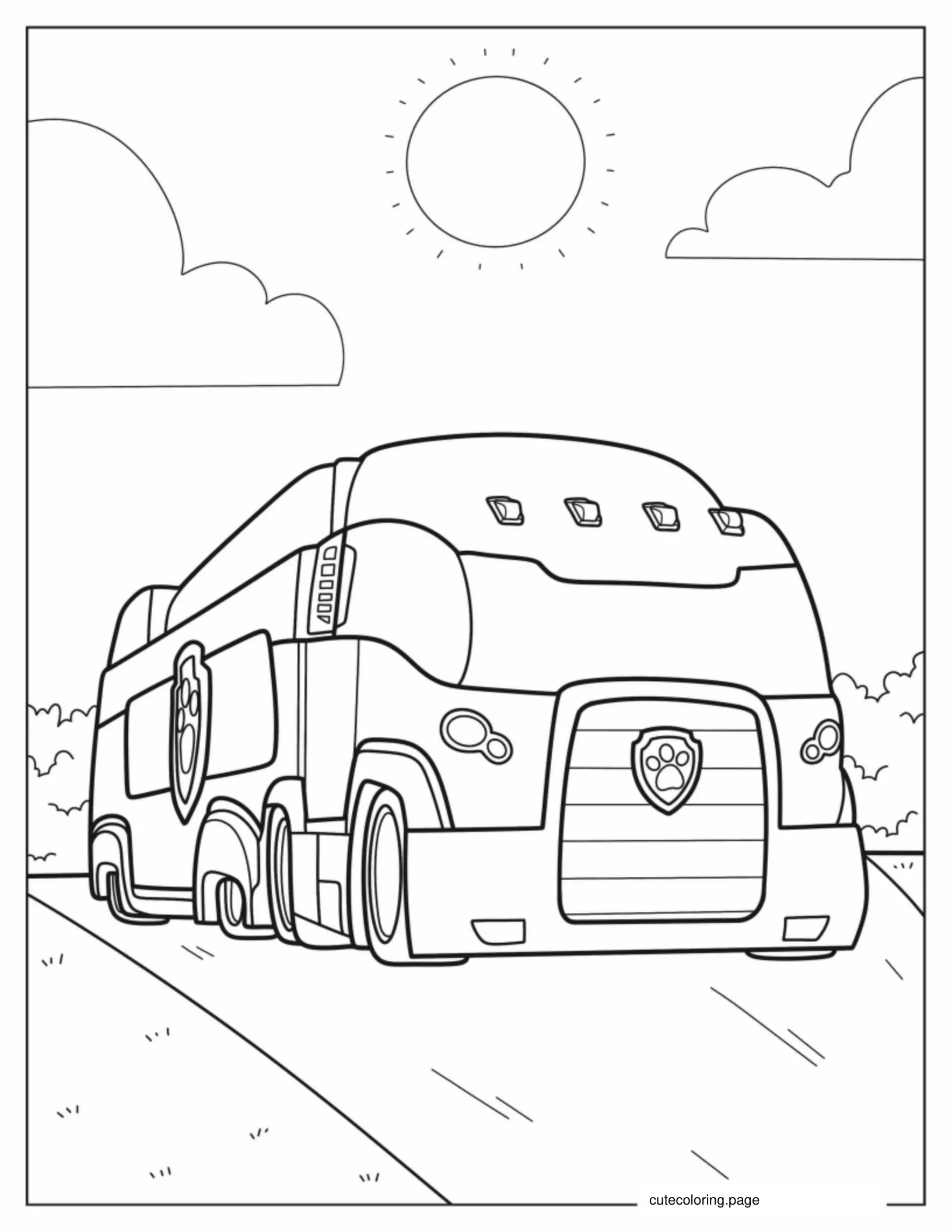 Paw Patrol Bus Coloring Page coloring page