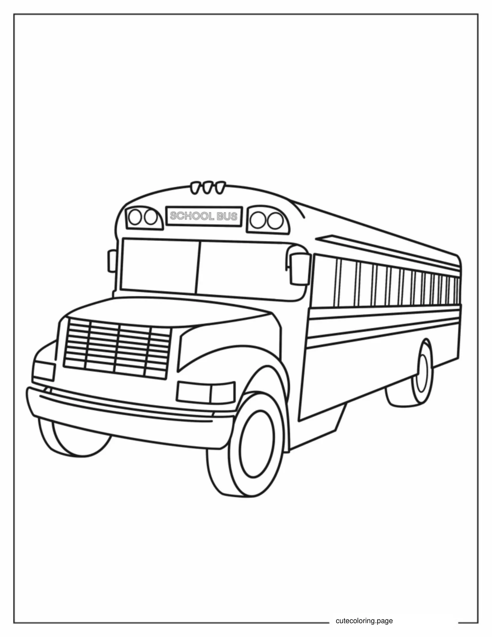 Simple Outline Of School Bus For Preschoolers coloring page