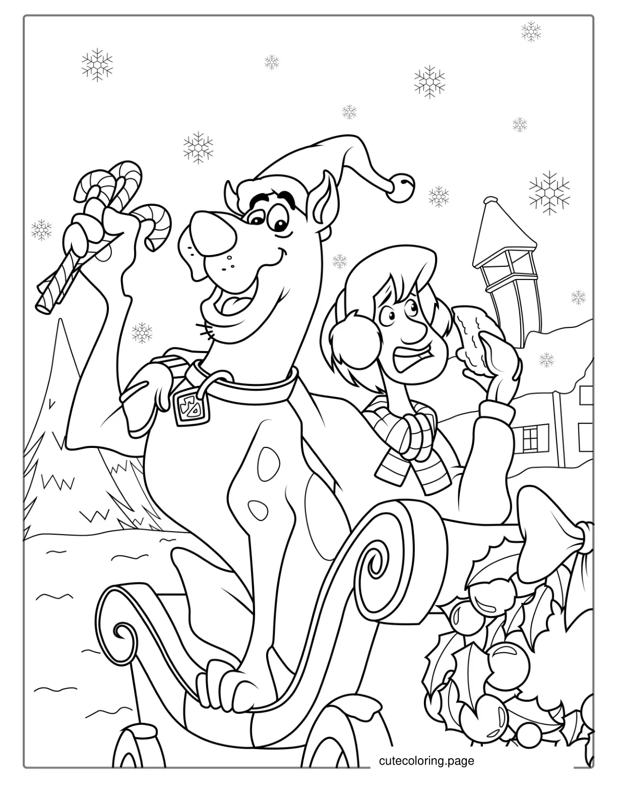 Christmas Themed Scooby Doo Coloring Page coloring page