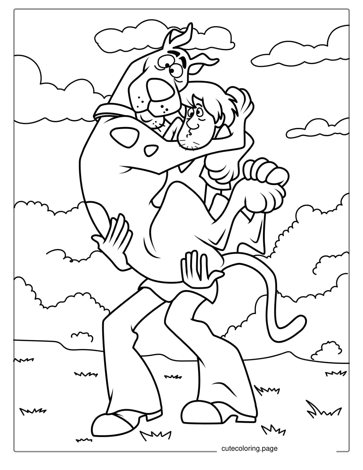 Scared Scooby Doo Being Held By Shaggy coloring page