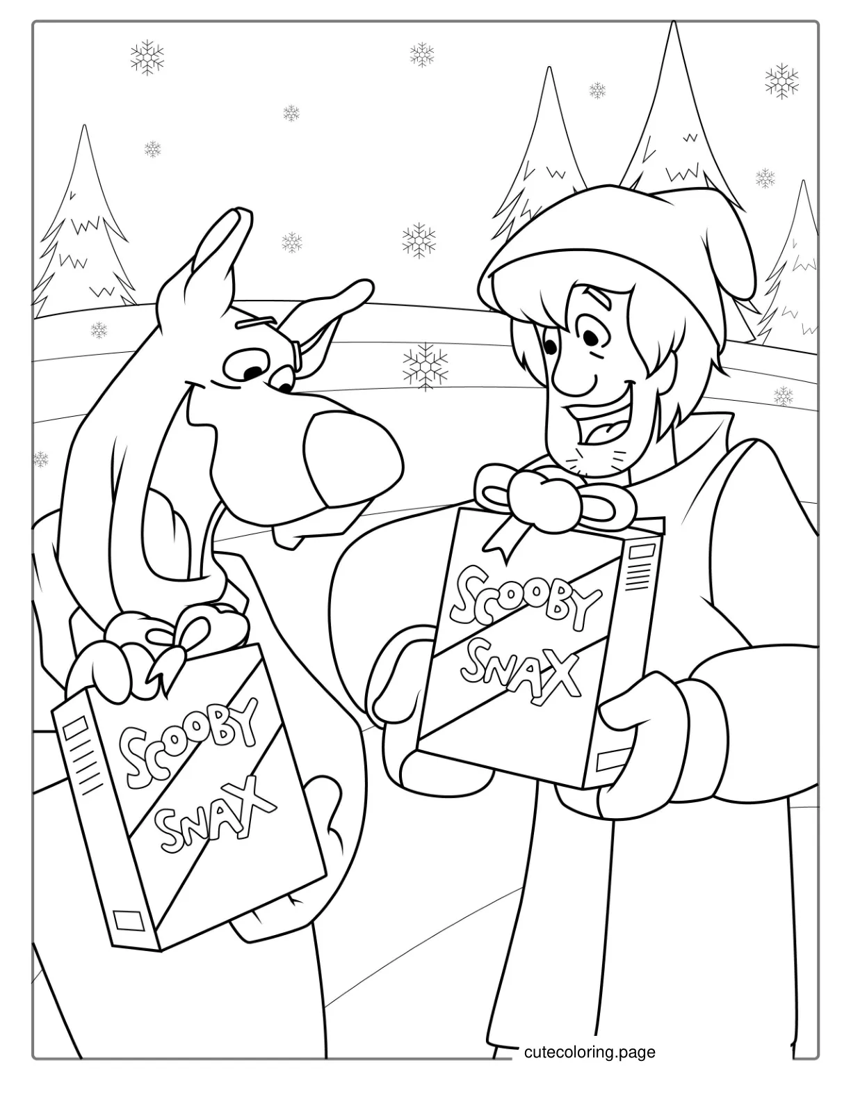 Scooby And Shaggy With Scooby Snax To Color coloring page