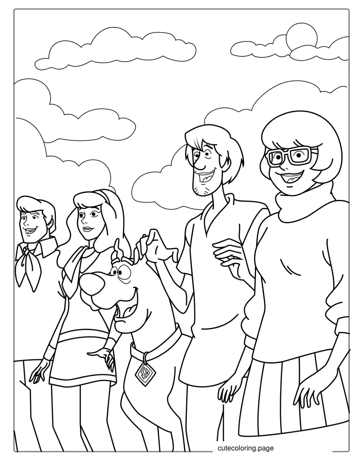 The Scooby Gang Coloring Page For Kids coloring page