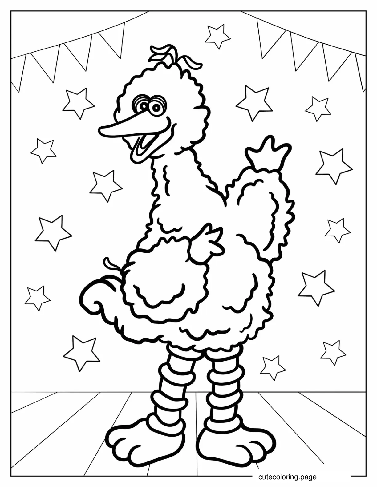 Big Bird Waving On Stage Coloring In coloring page