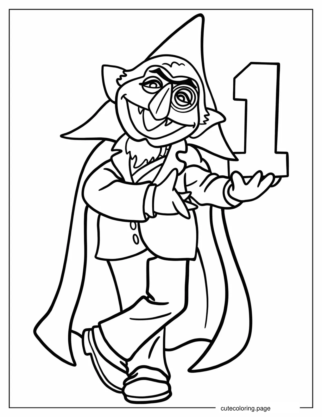 Count Von Count Holding Number One coloring page