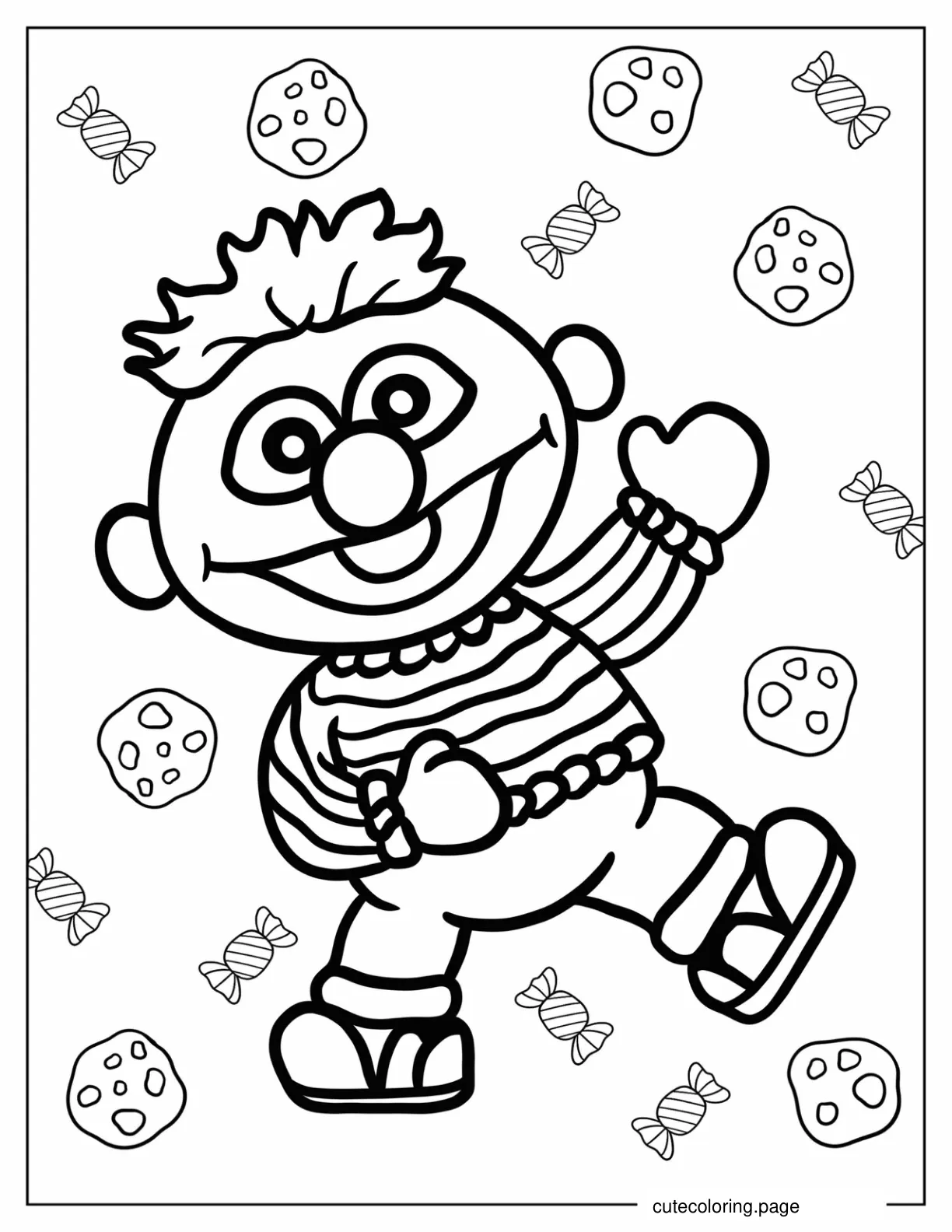 Cute Chibi Ernie Coloring Sheet For Kids coloring page