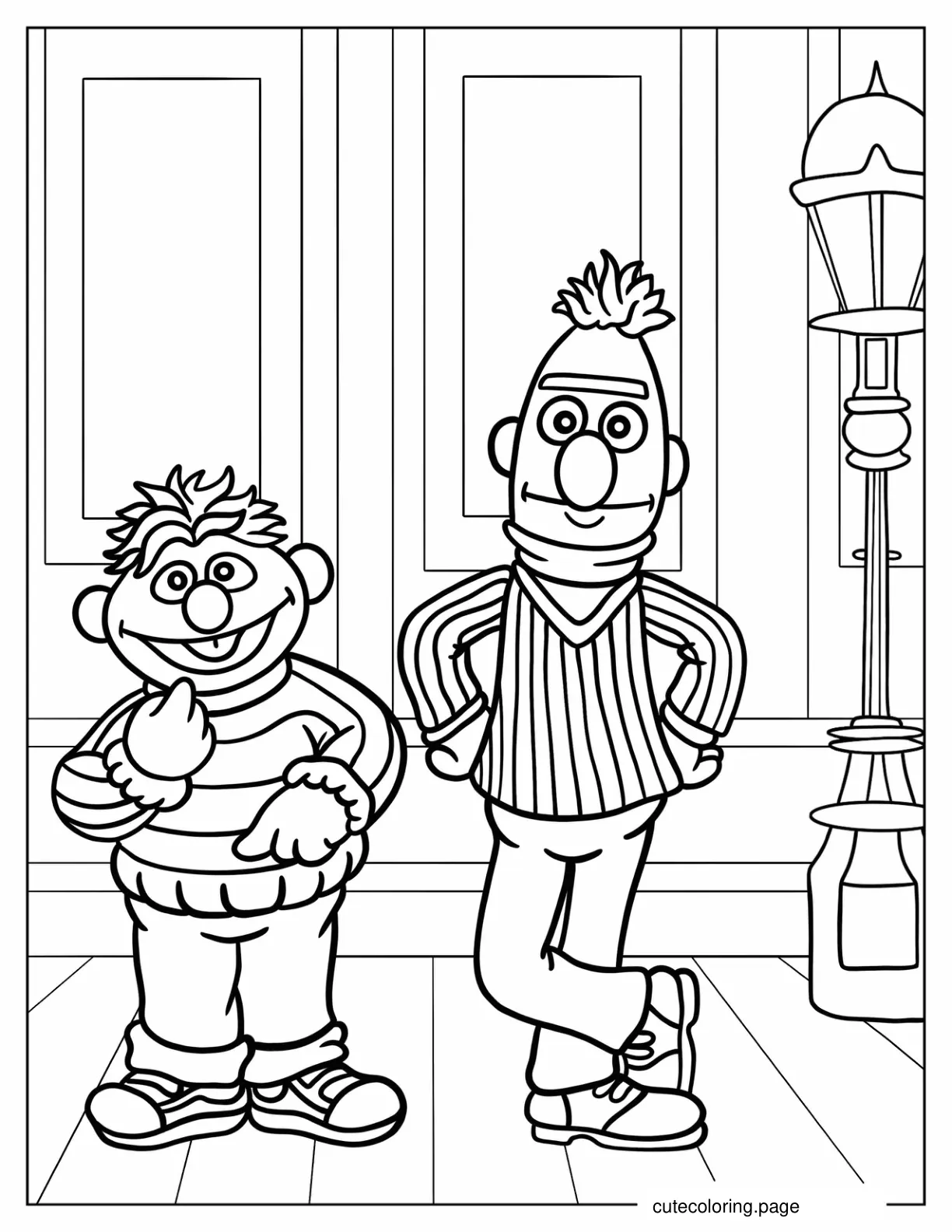 Detailed Coloring Page Of Bert And Ernie coloring page